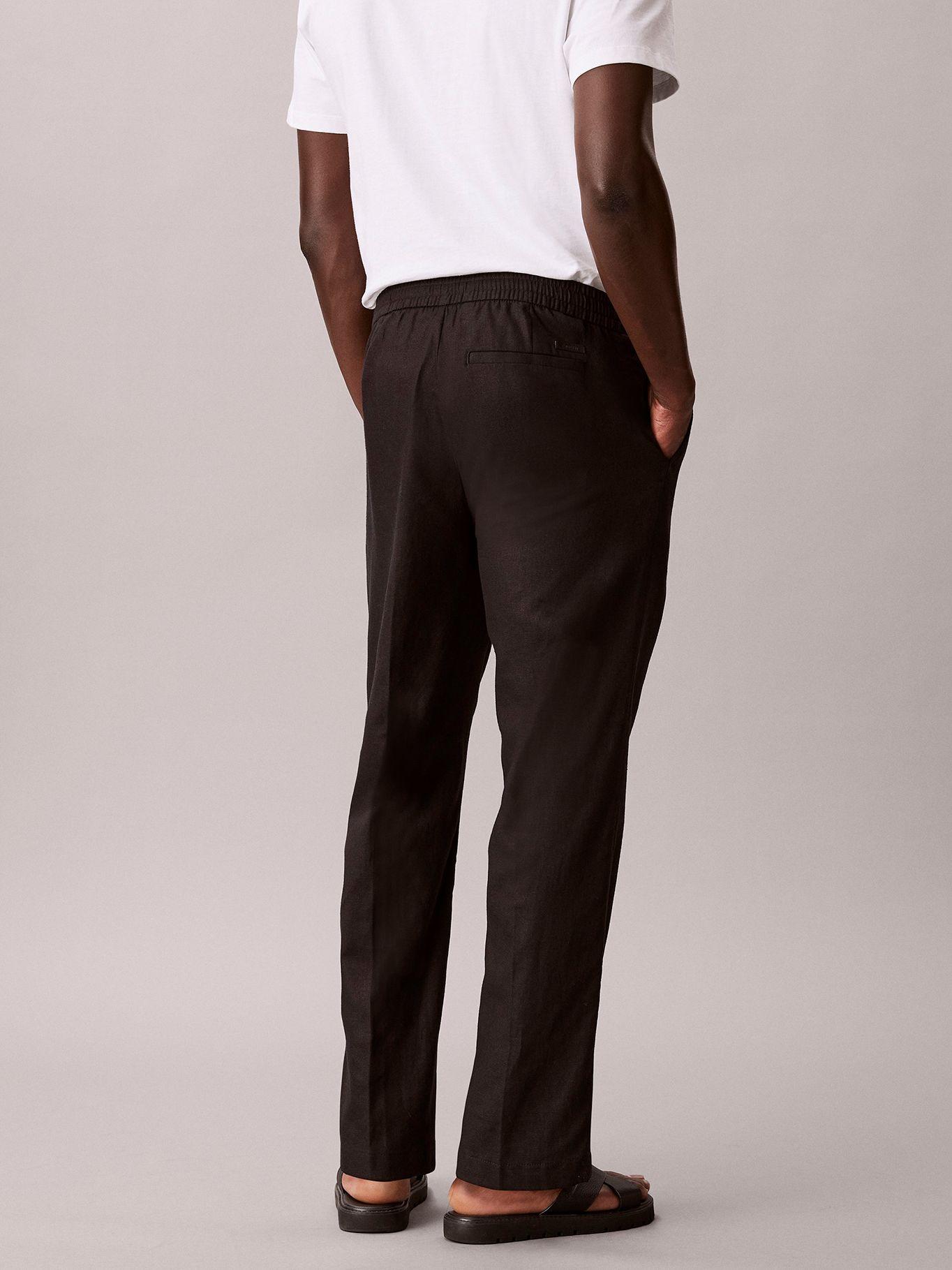 Pantalón Recto Pull-On de Lino Negro Calvin Klein-2