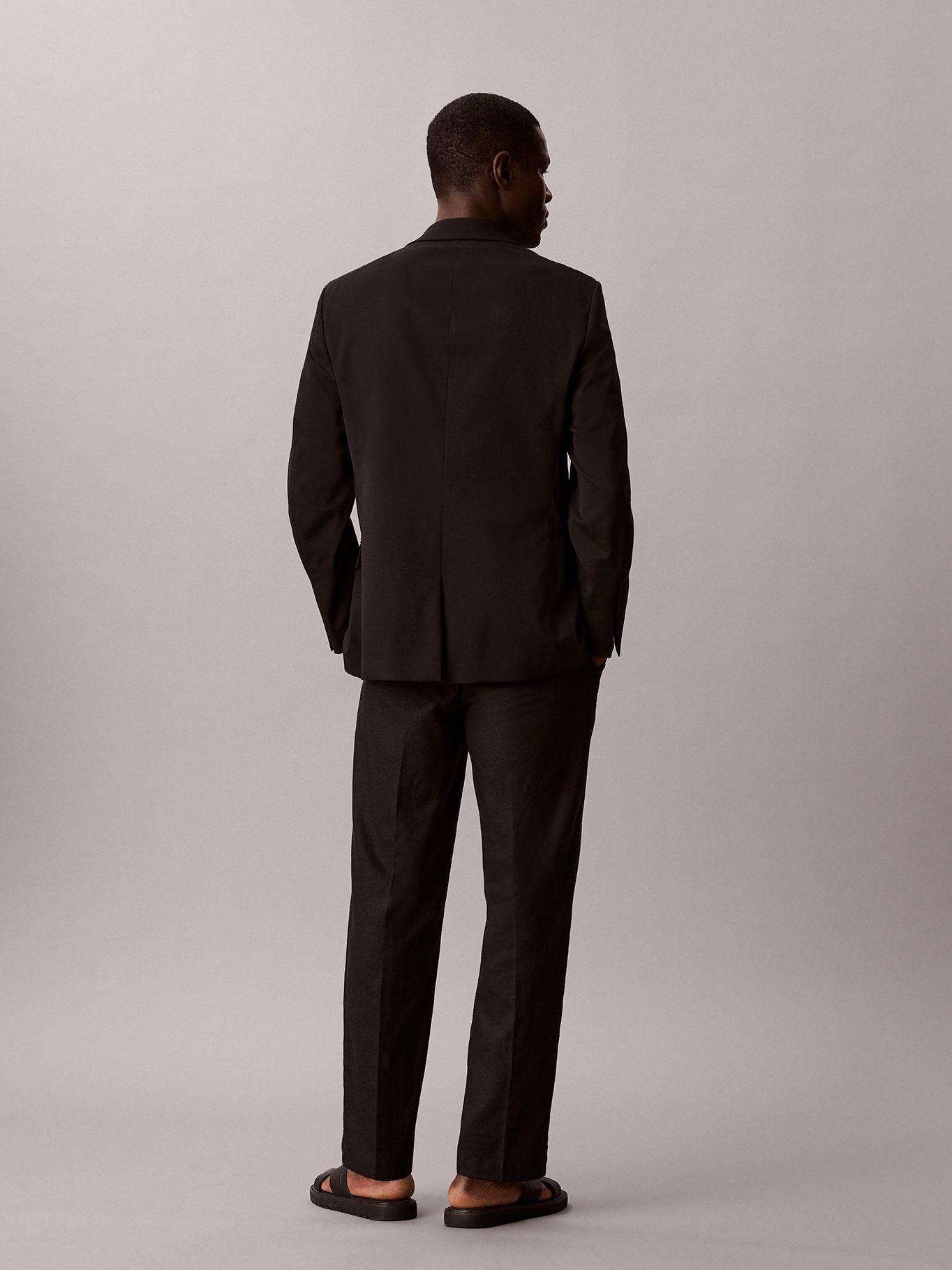 Pantalón Recto Pull-On de Lino Negro Calvin Klein-3