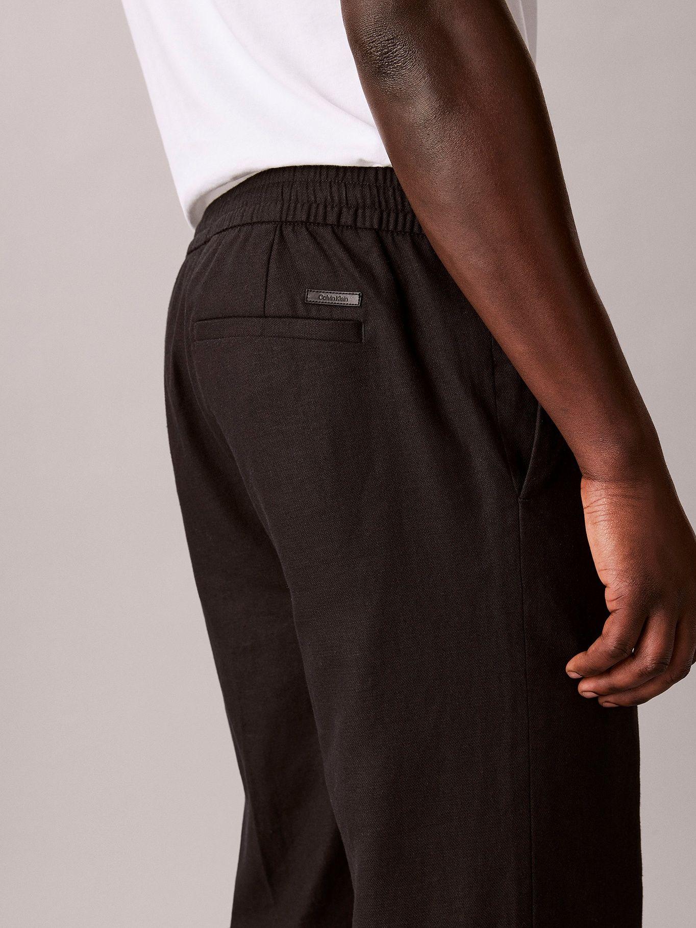 Pantalón Recto Pull-On de Lino Negro Calvin Klein-5