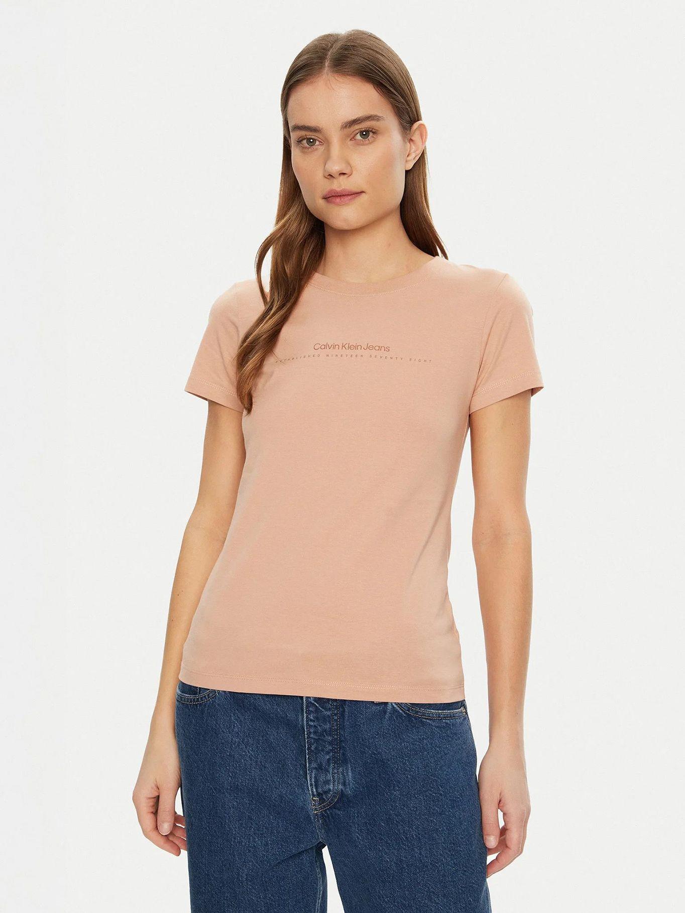 Polera slim con logo Rosado Calvin Klein-0