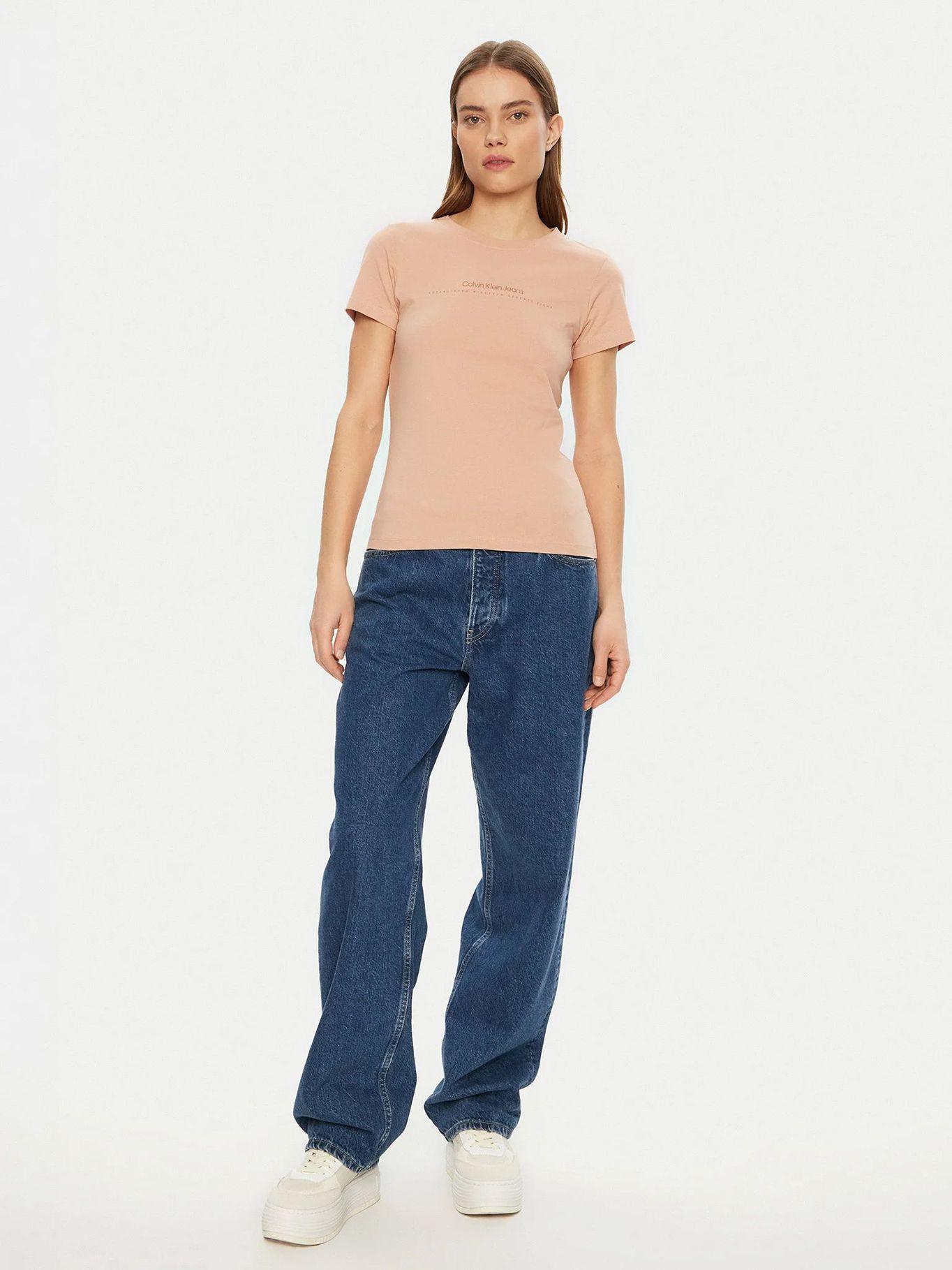 Polera slim con logo Rosado Calvin Klein-1