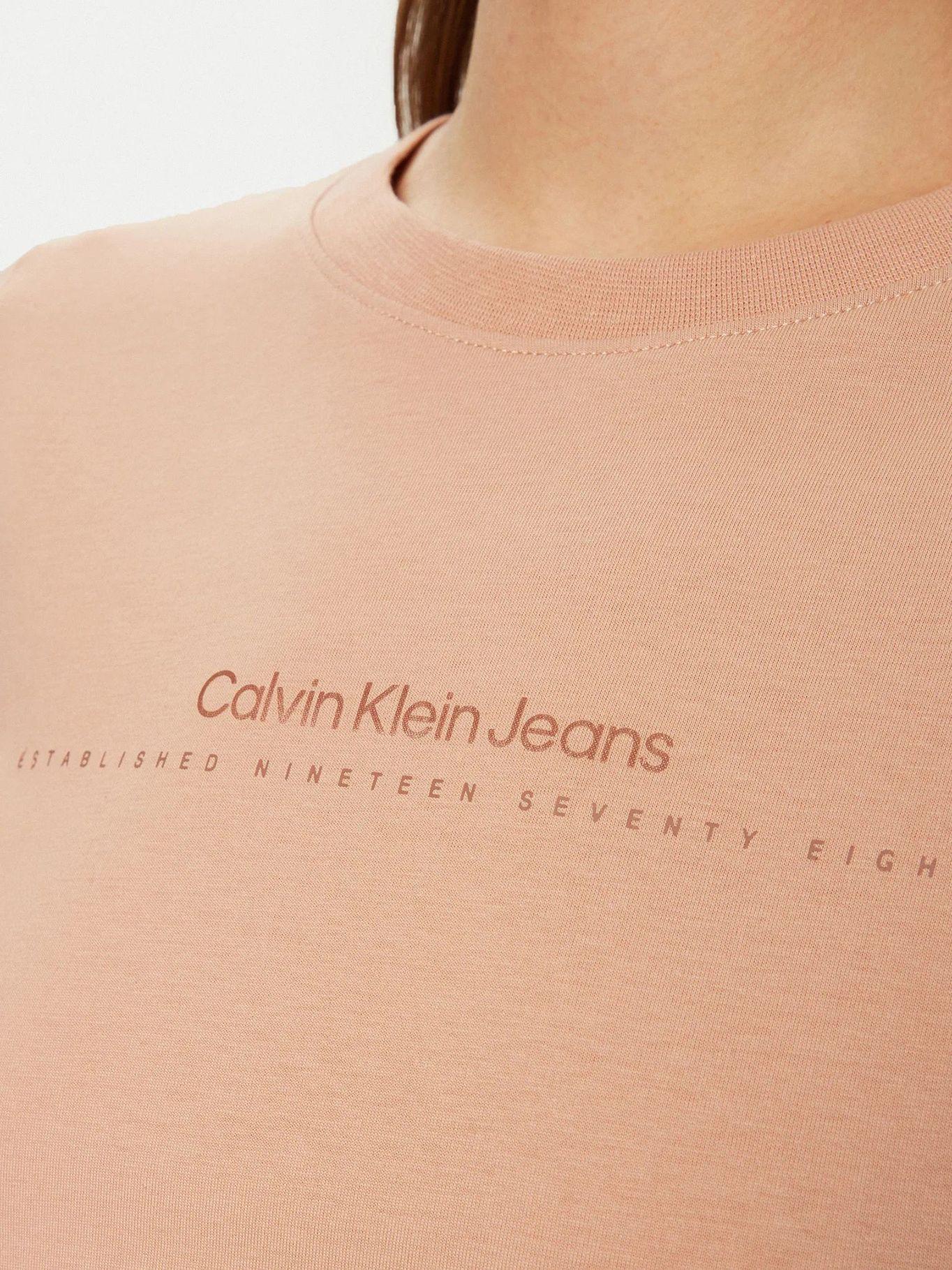 Polera slim con logo Rosado Calvin Klein-4