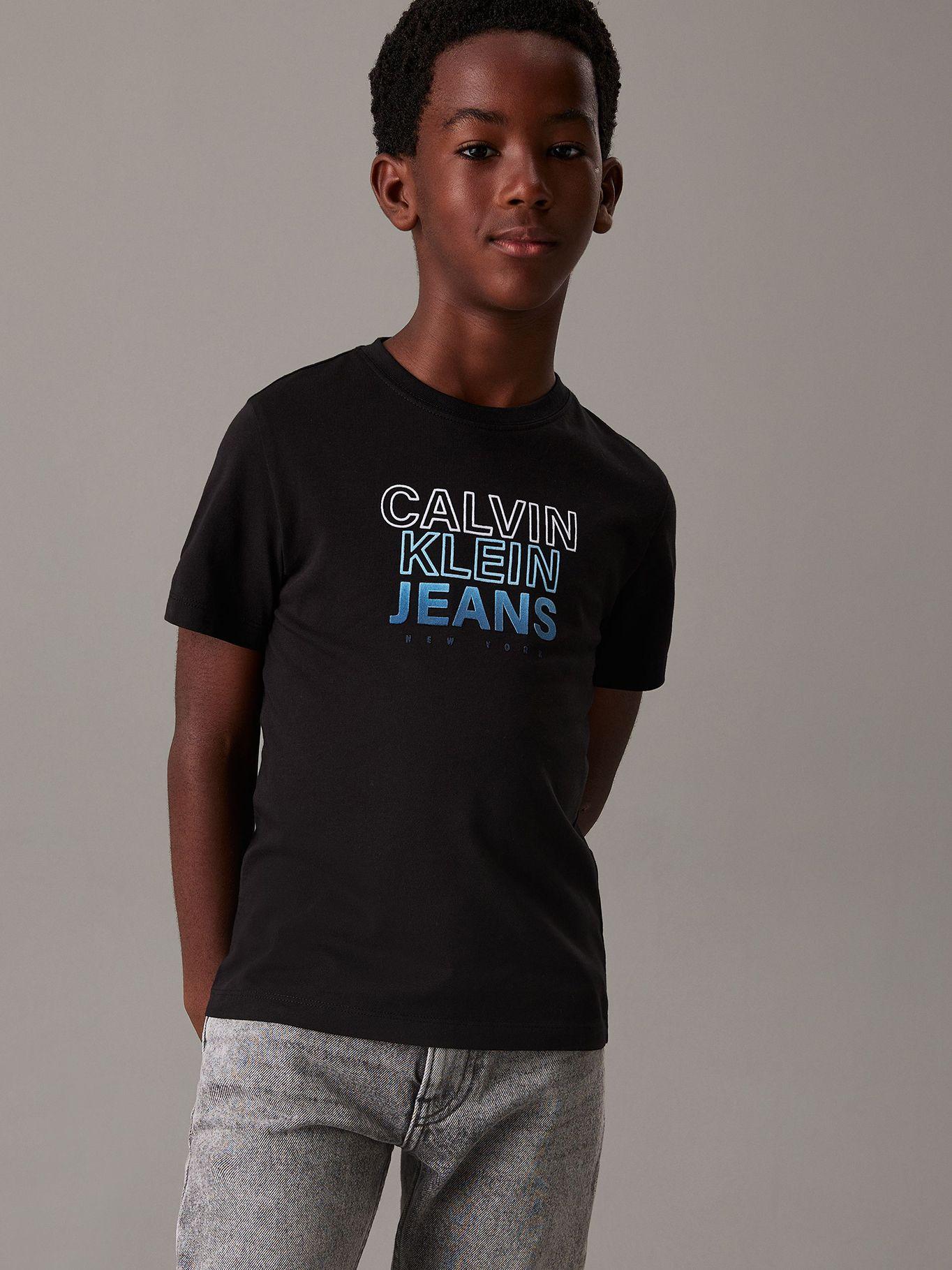 Polera Niño Gradient Flock Logo Negro Calvin Klein-0