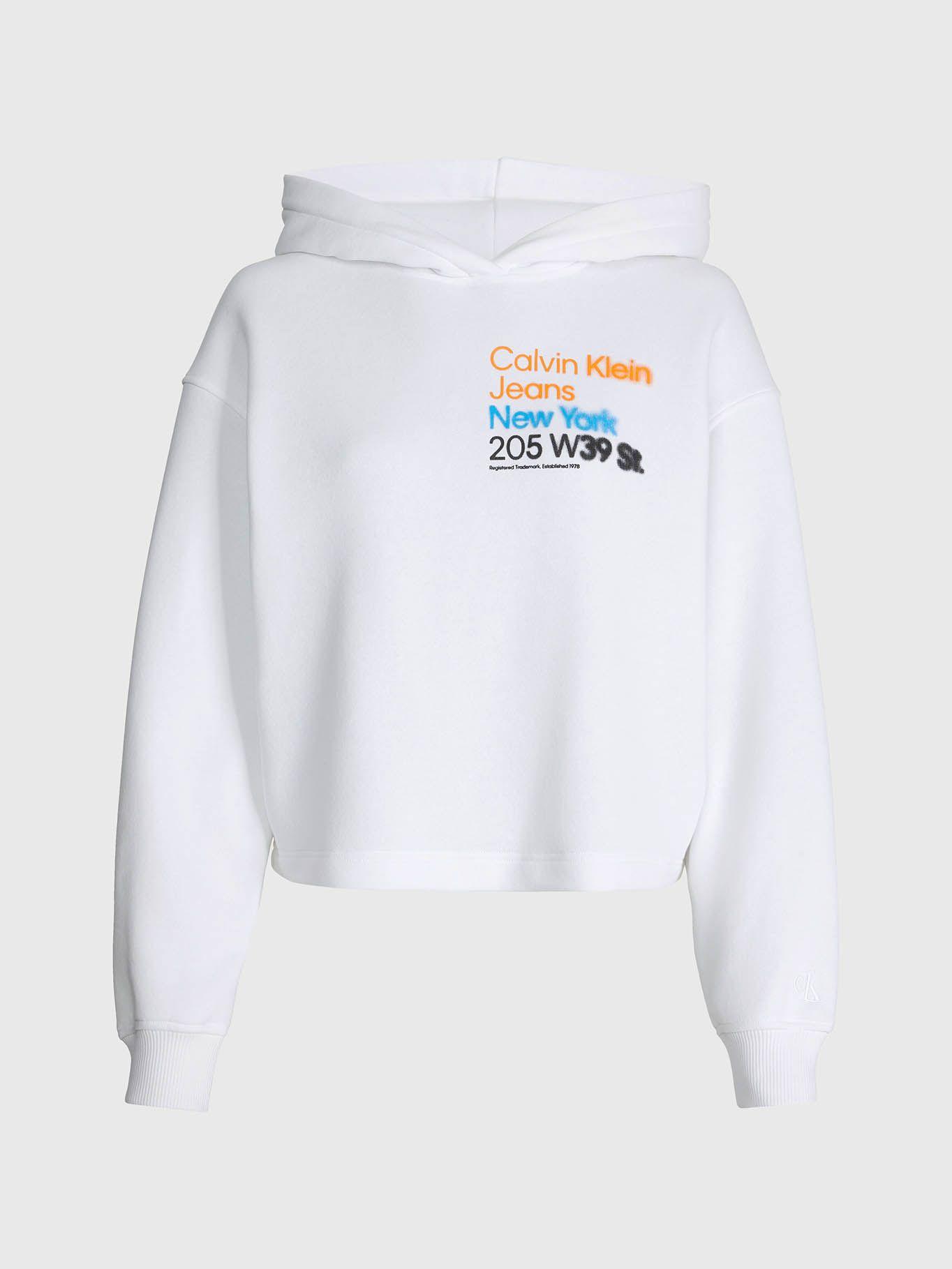Sudadera cropped con capucha y logo Blanco Calvin Klein-5