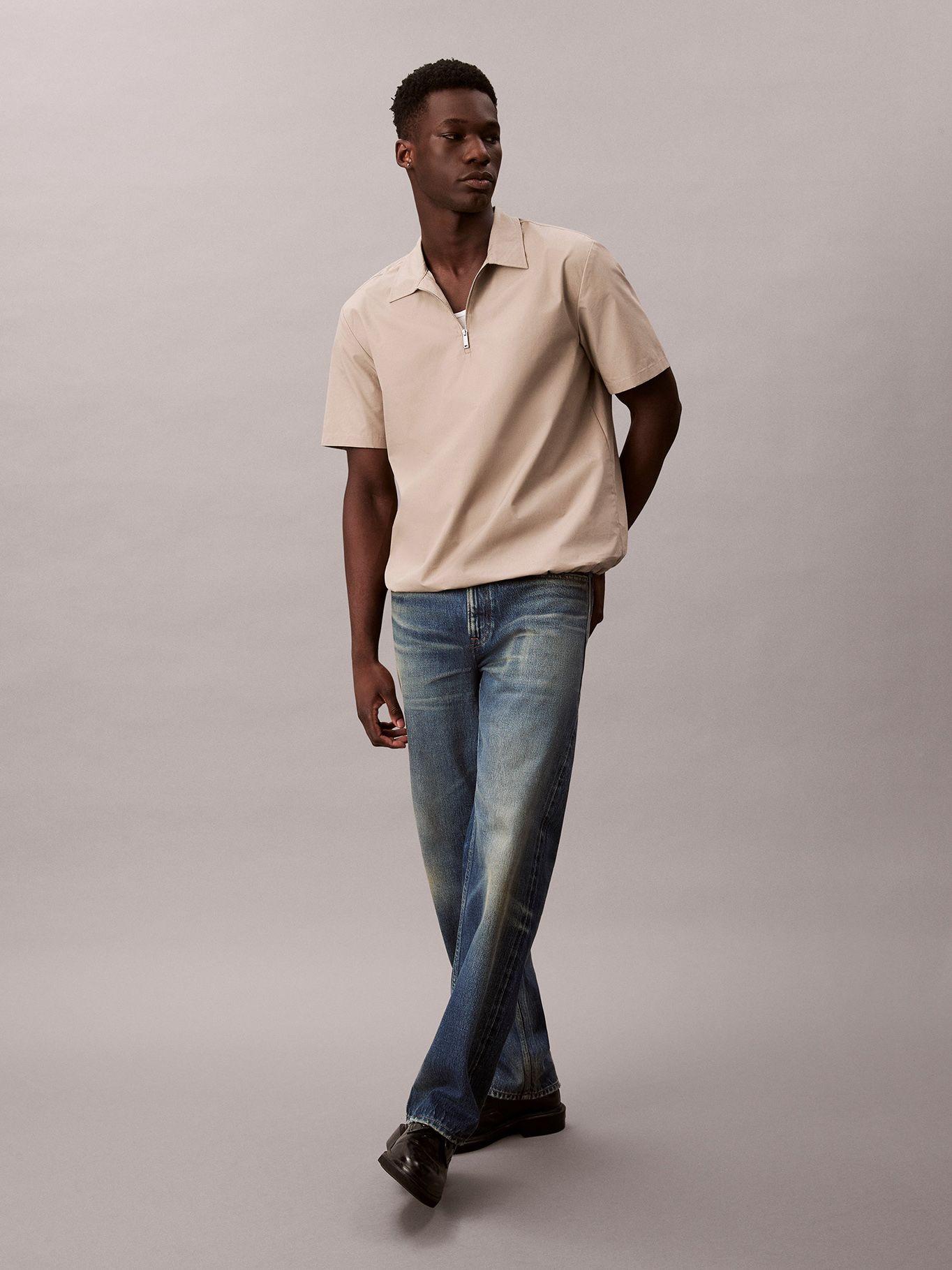 Camisa Cierre de Media Cremallera Beige Calvin Klein-1