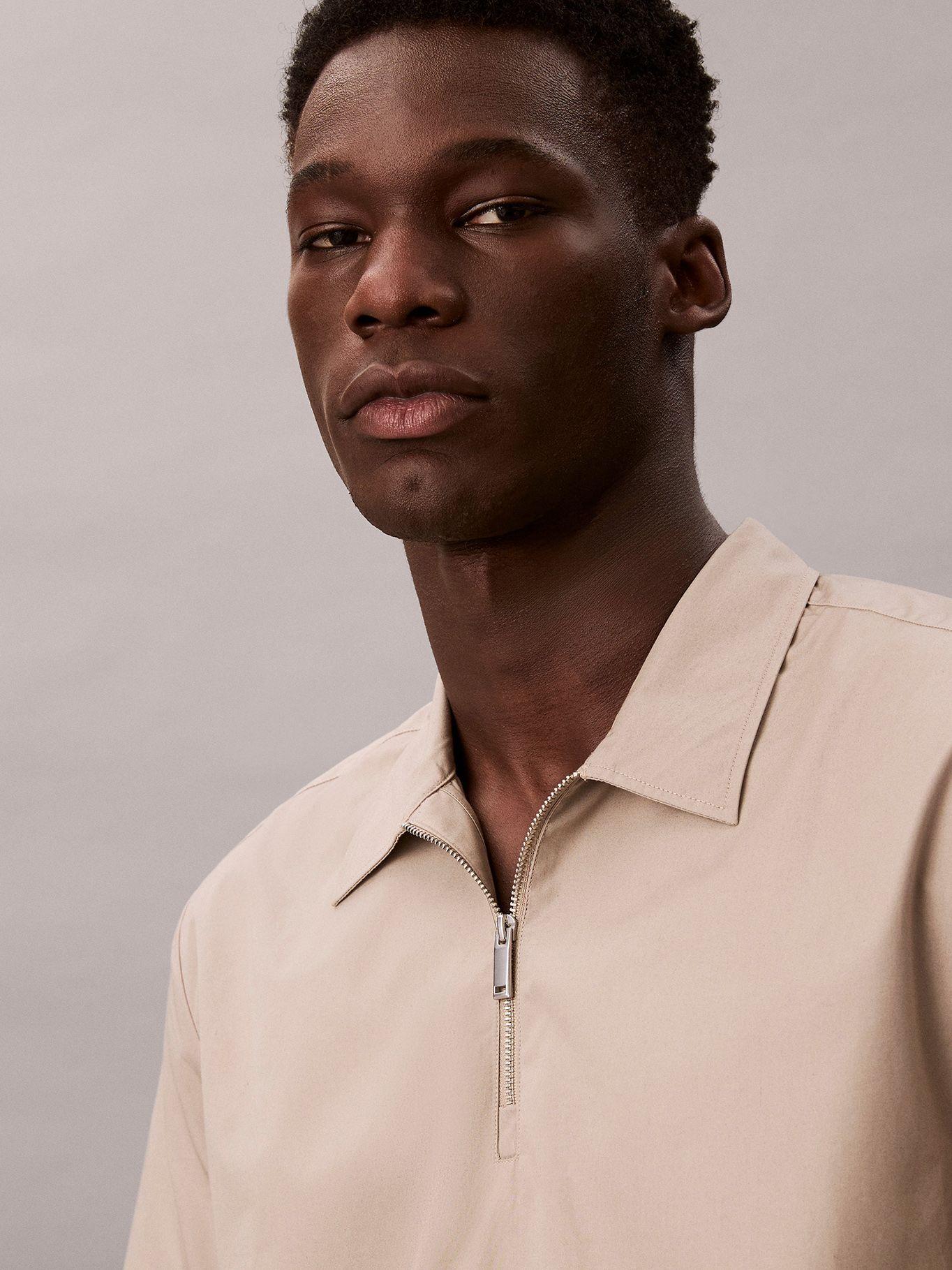 Camisa Cierre de Media Cremallera Beige Calvin Klein-5