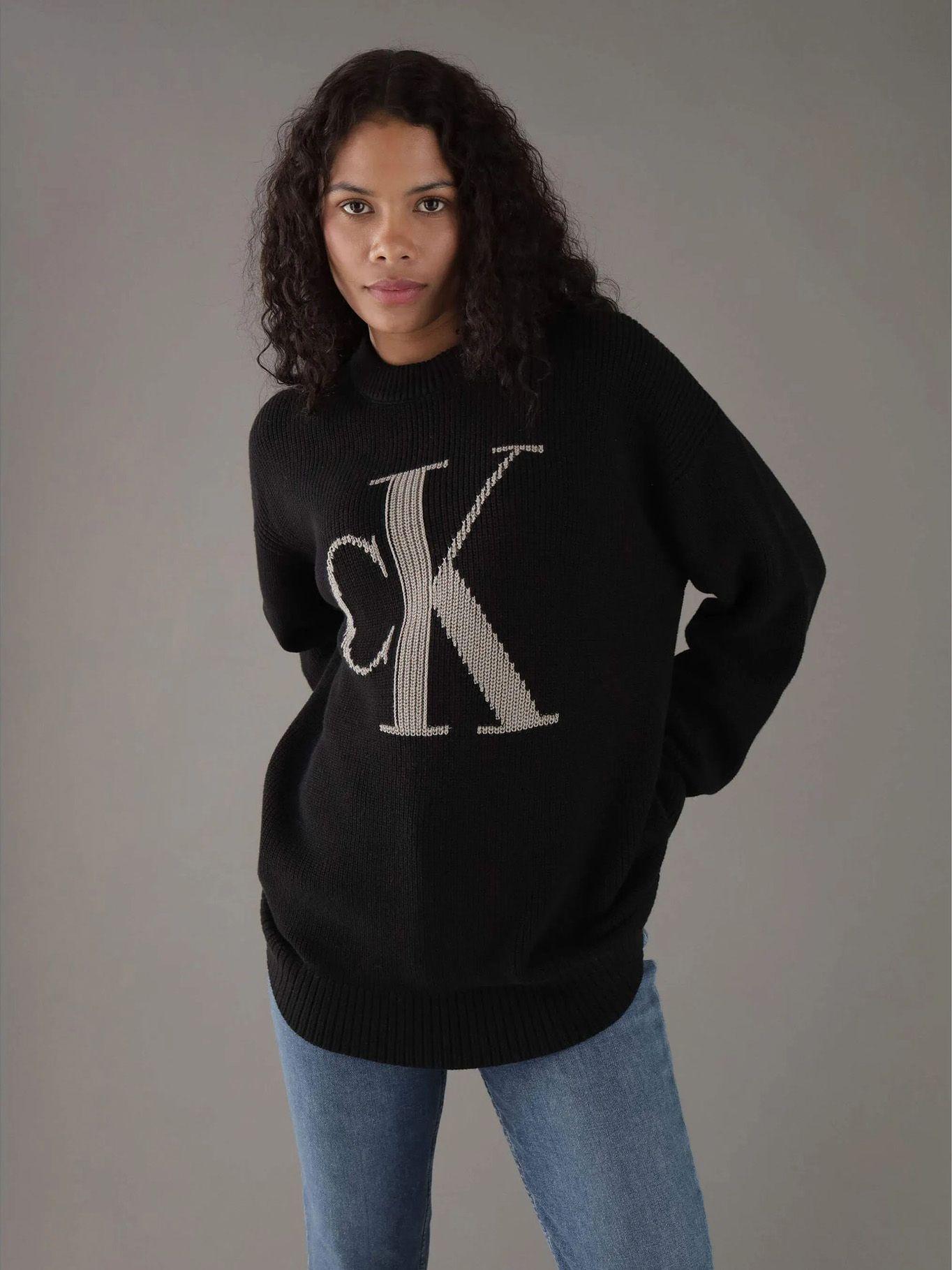 Sweater monograma en contraste Negro Calvin Klein-0