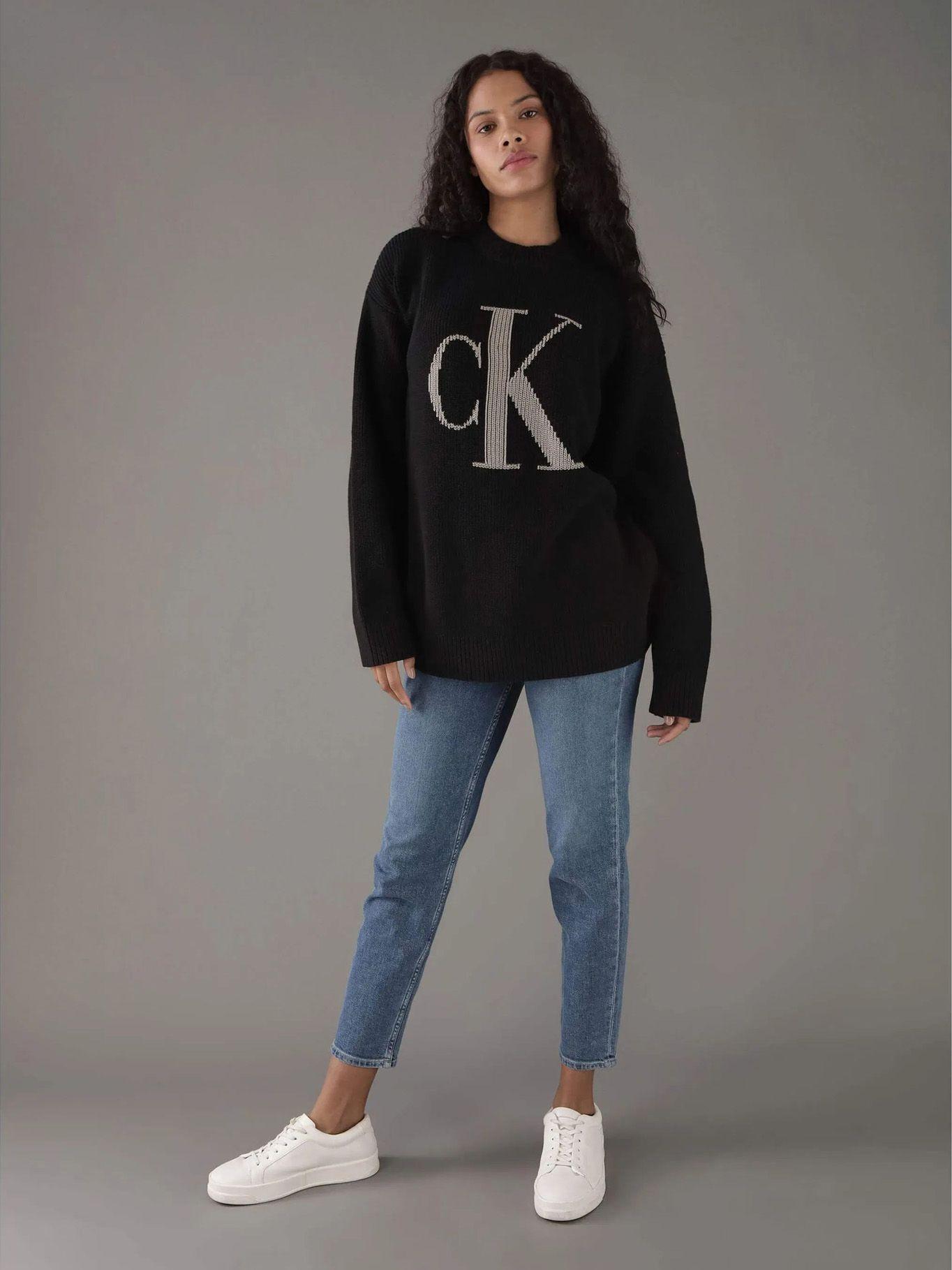 Sweater monograma en contraste Negro Calvin Klein-1