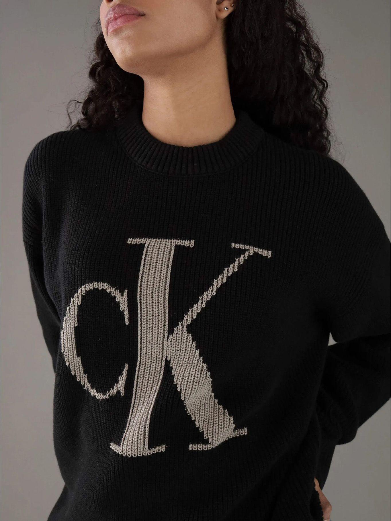 Sweater monograma en contraste Negro Calvin Klein-3