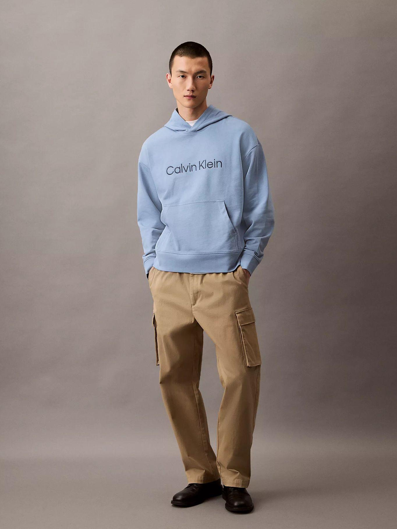 Polerón con Gorro Standard Logo Celeste Calvin Klein-1