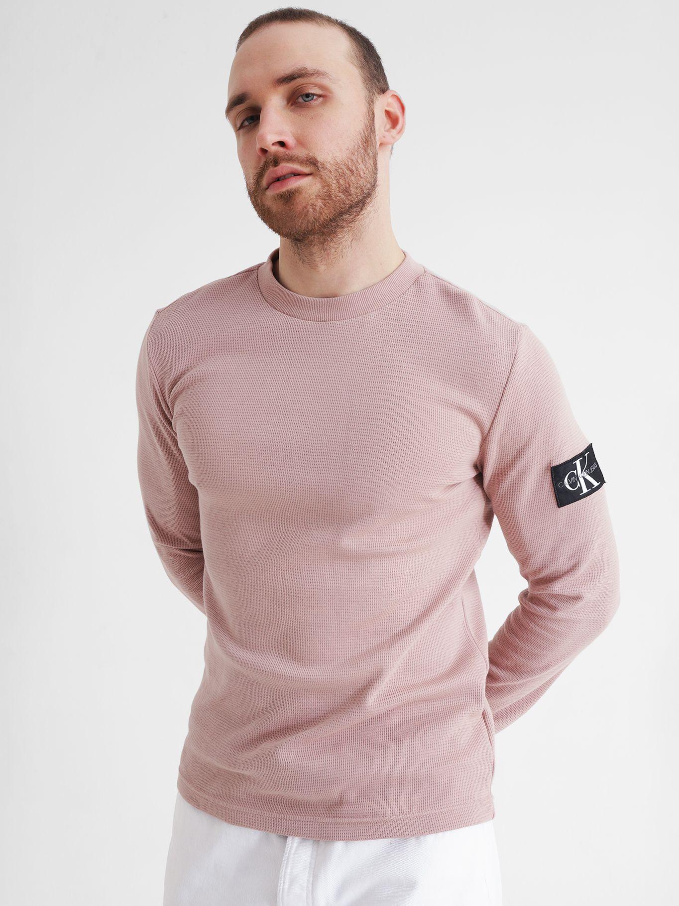 Camiseta slim de manga larga con insignia Rosado Calvin Klein-0