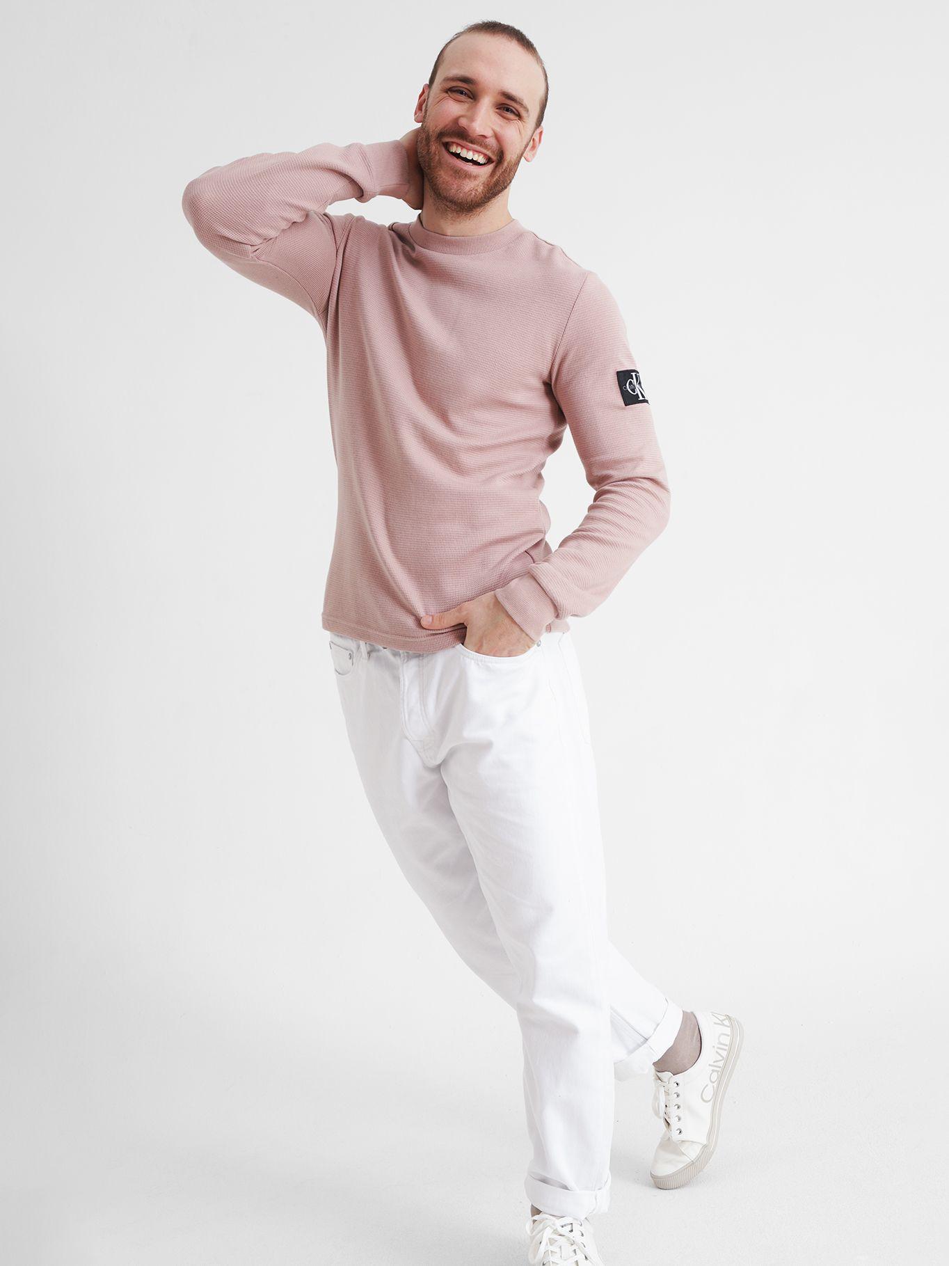 Camiseta slim de manga larga con insignia Rosado Calvin Klein-2