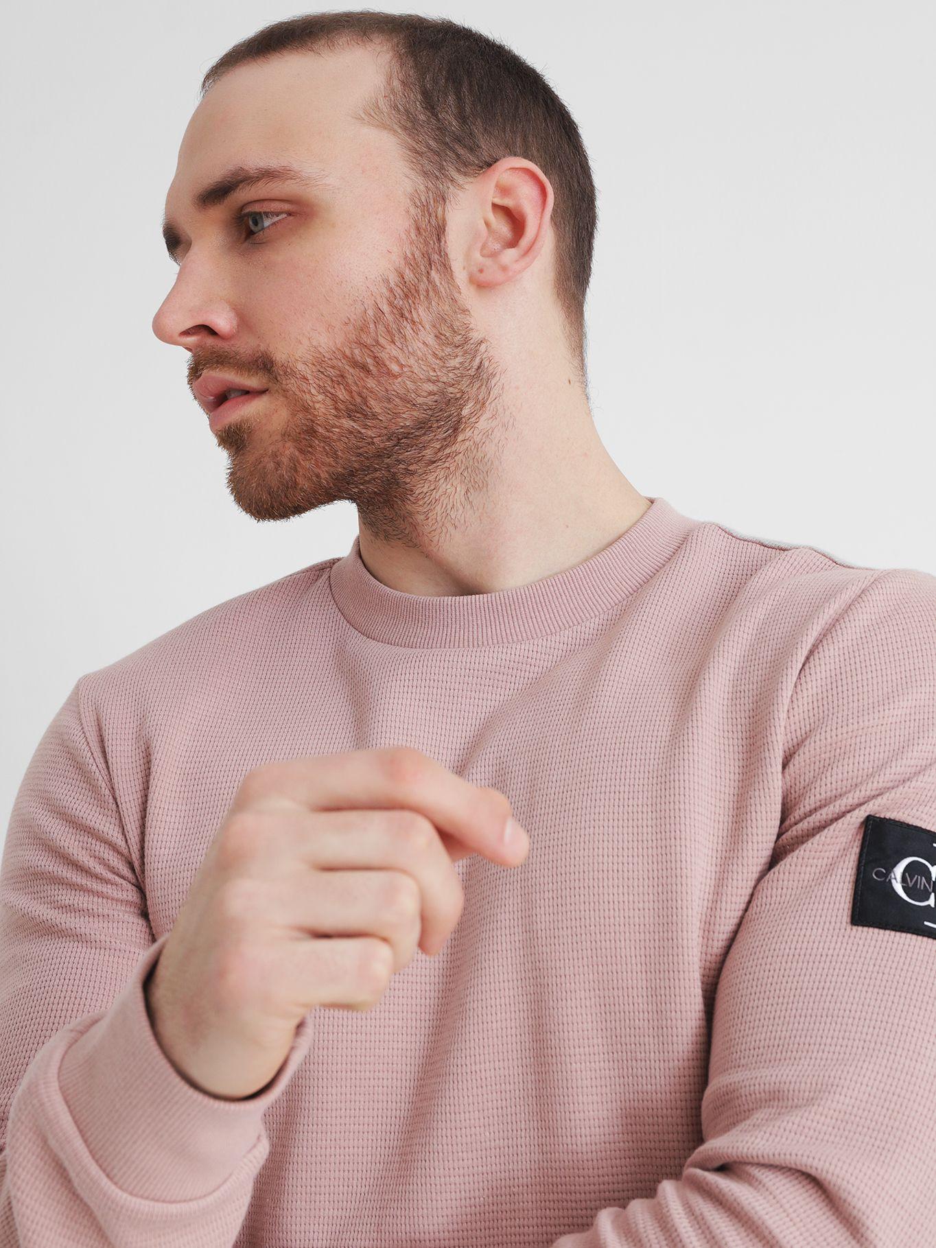 Camiseta slim de manga larga con insignia Rosado Calvin Klein-3