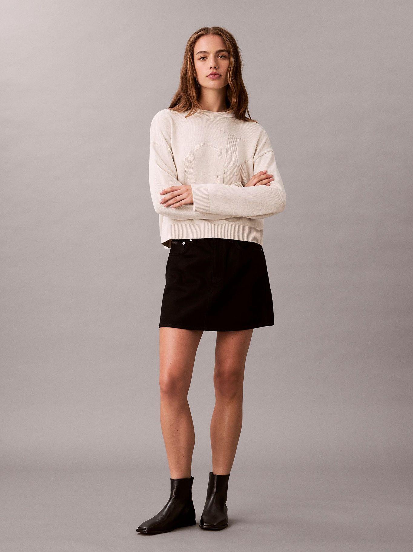 Sweater de Algodón Suave con Logo Beige Calvin Klein-1