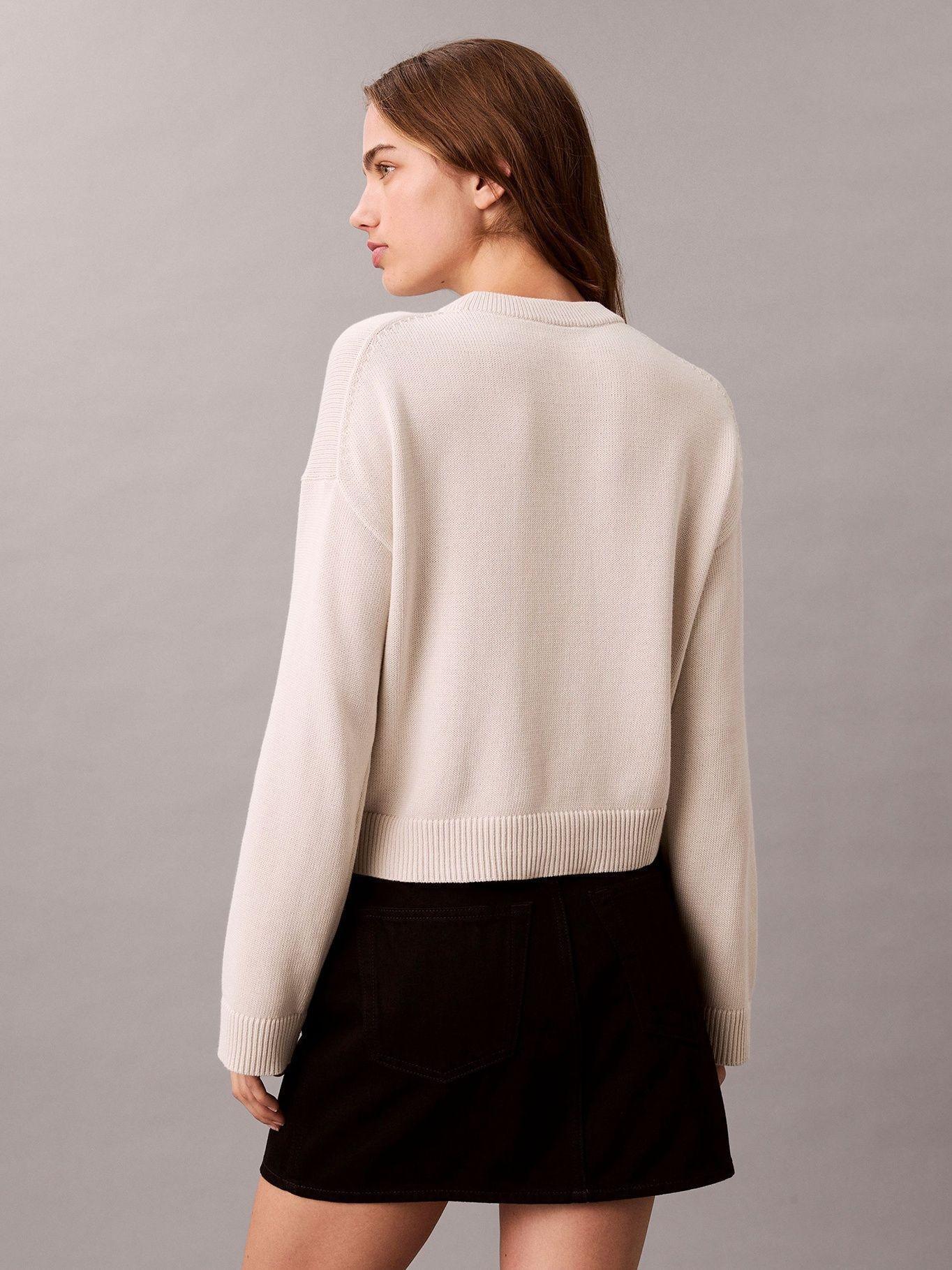 Sweater de Algodón Suave con Logo Beige Calvin Klein-2