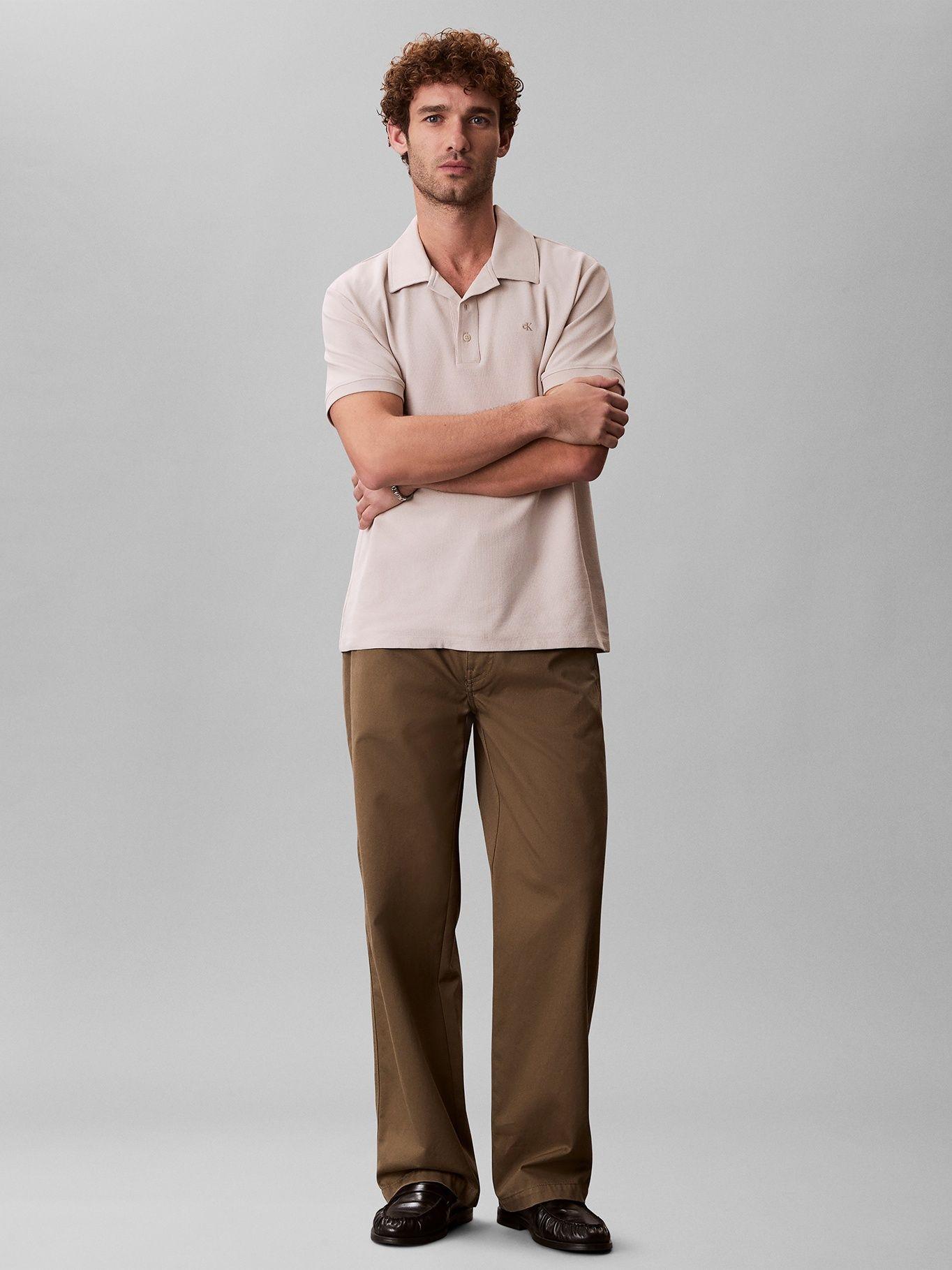 Polo Easy Micro Waffle con Logo Crema Calvin Klein-1