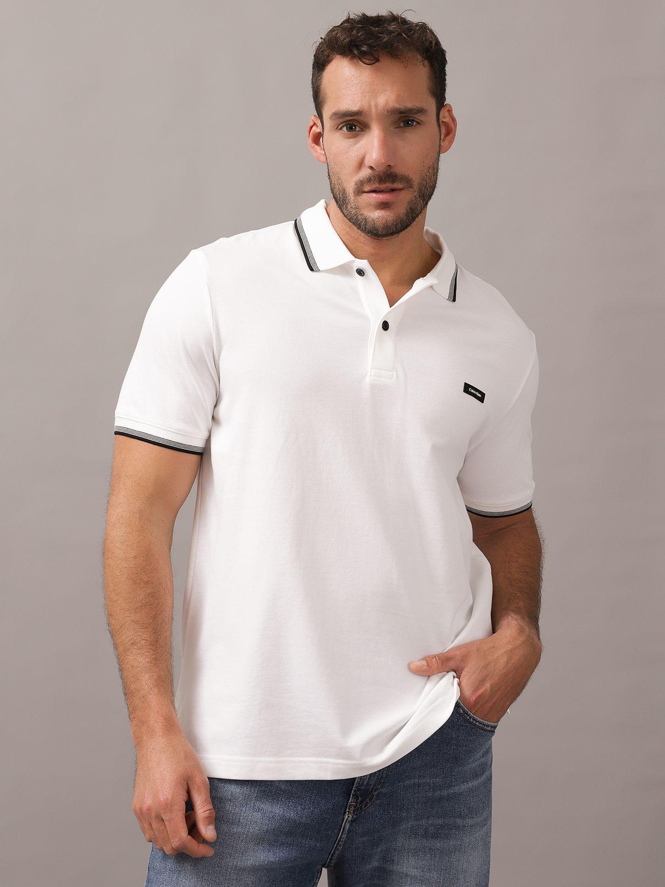 Polo Stretch Metal Button Blanco Calvin Klein-0