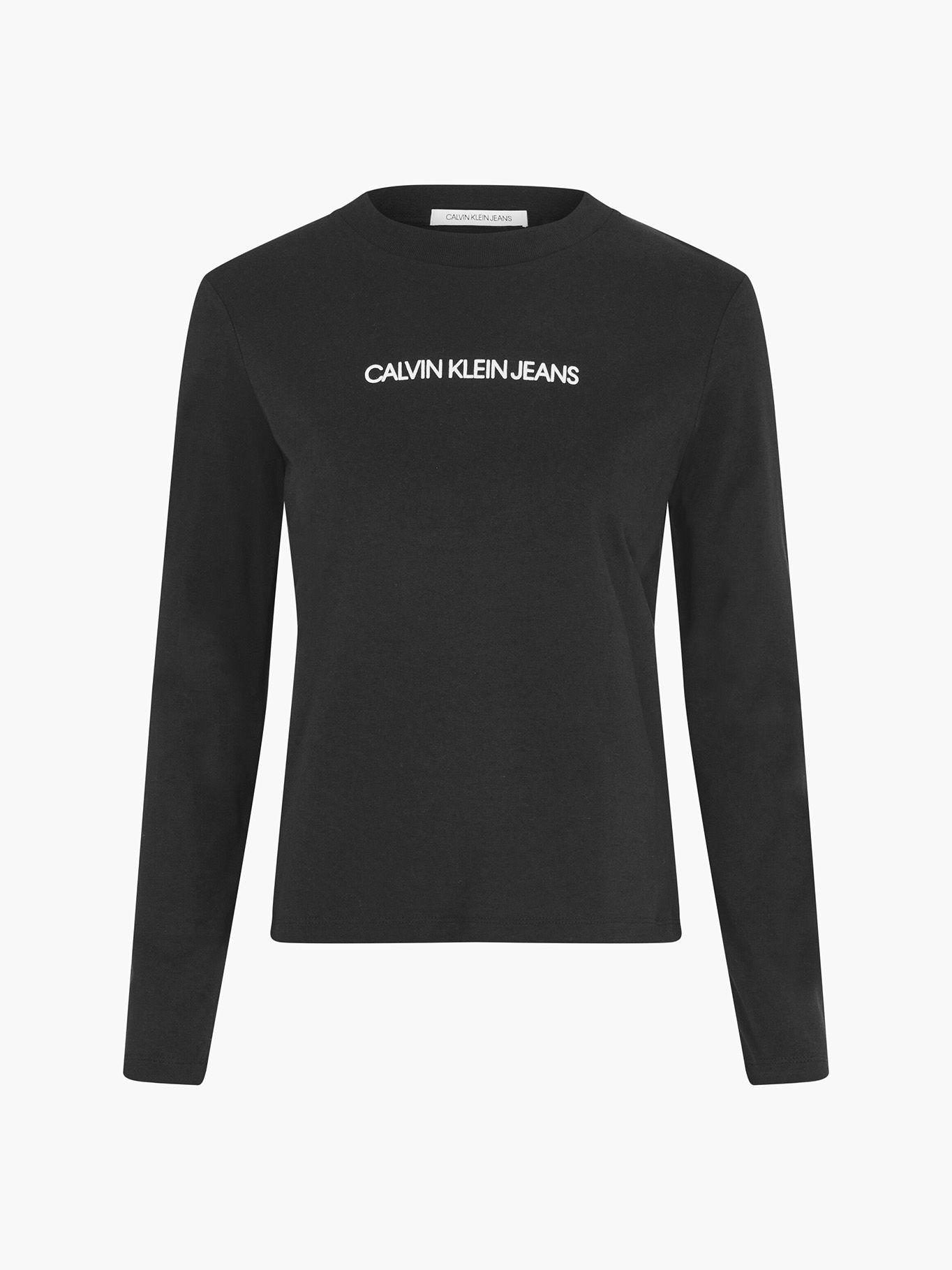 Polera Shrunken Institutional Negro Calvin Klein-4