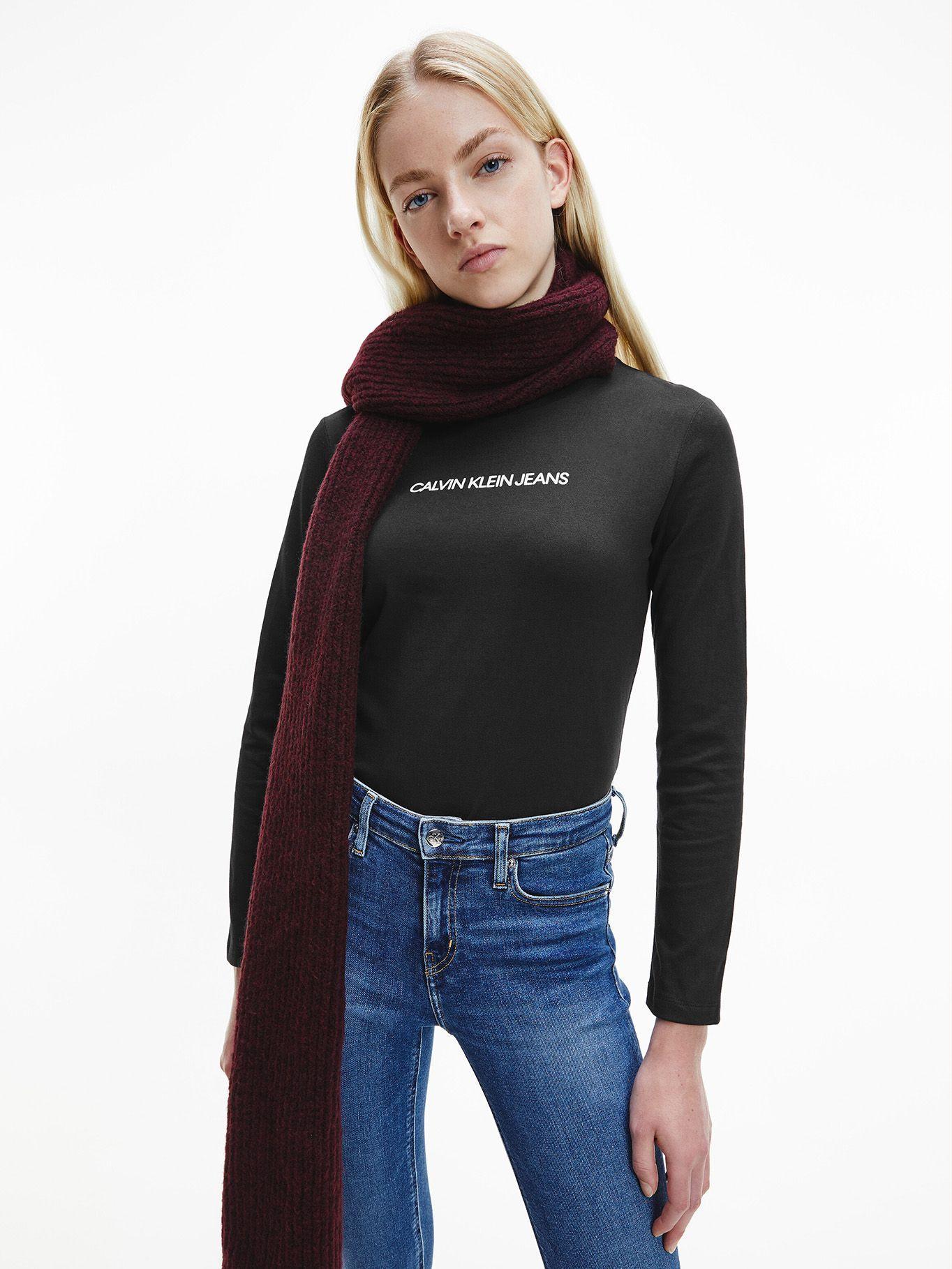 Polera Shrunken Institutional Negro Calvin Klein-0