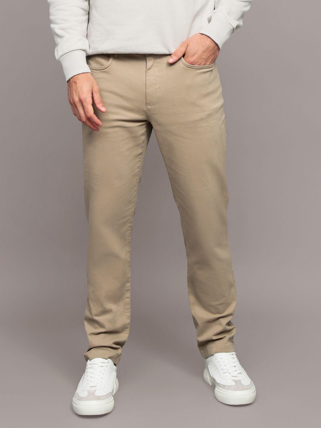 Pantalón Slim Brushed Twill Beige Calvin Klein-0