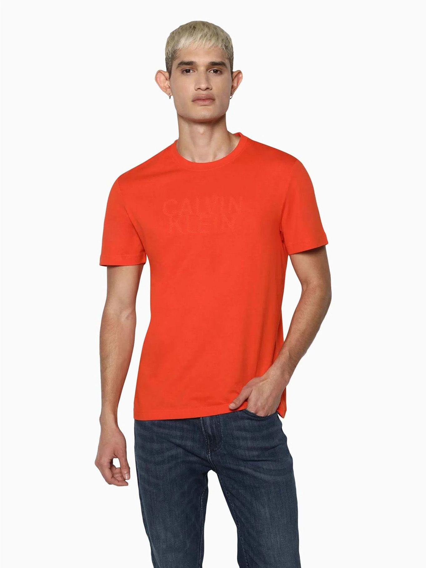 Polera Distorted Logo Naranja Calvin Klein-0
