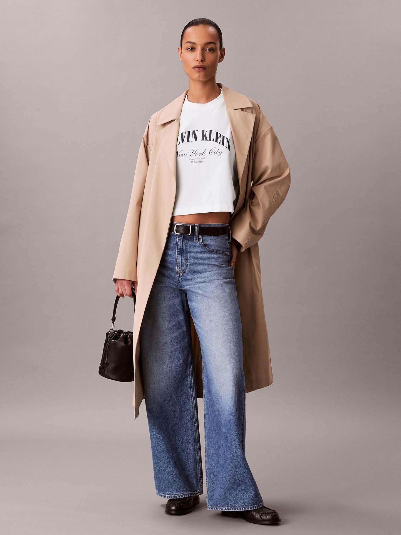 Polera Cropped Boxy con Logo Blanco Calvin Klein-1
