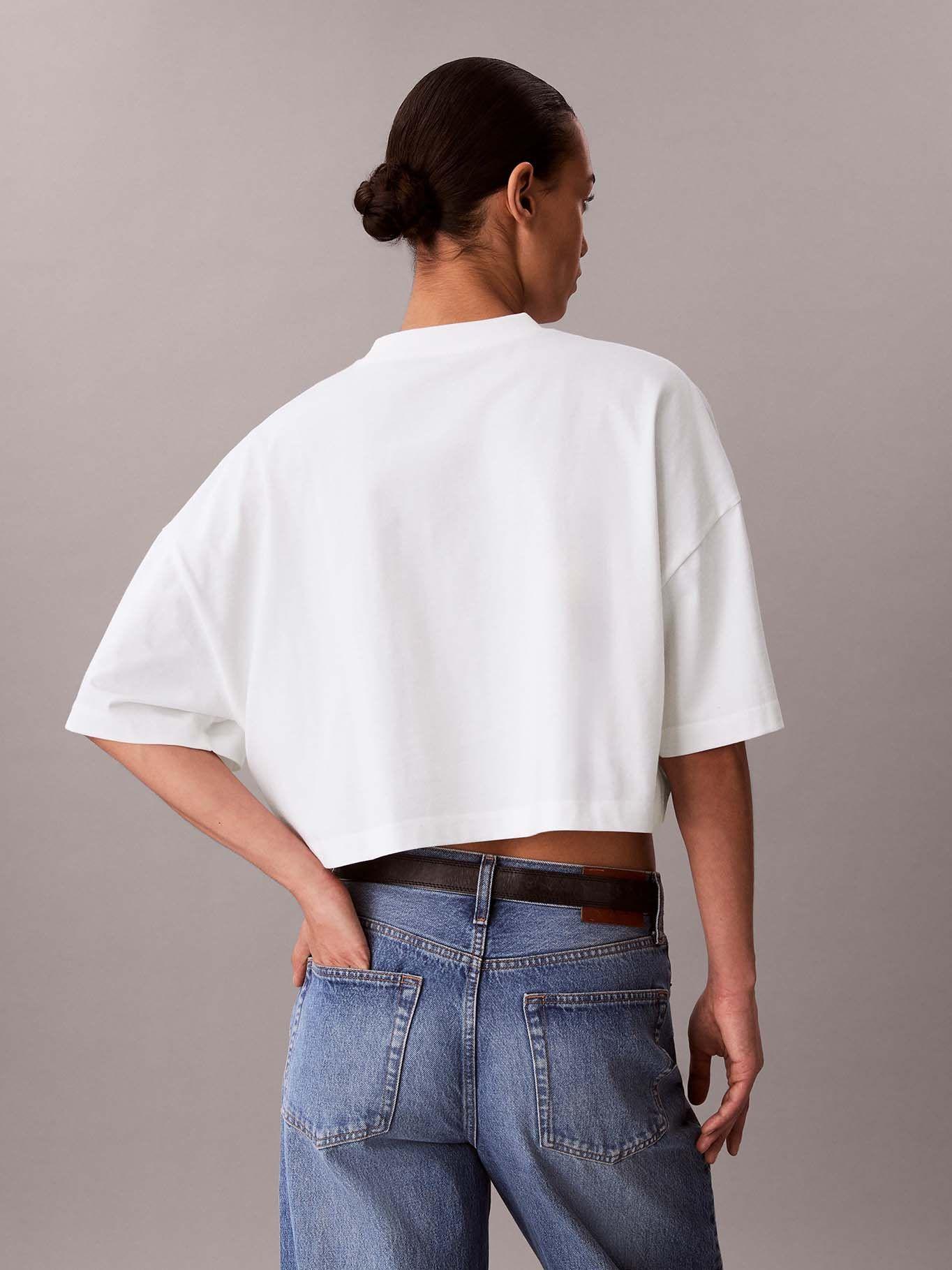 Polera Cropped Boxy con Logo Blanco Calvin Klein-2