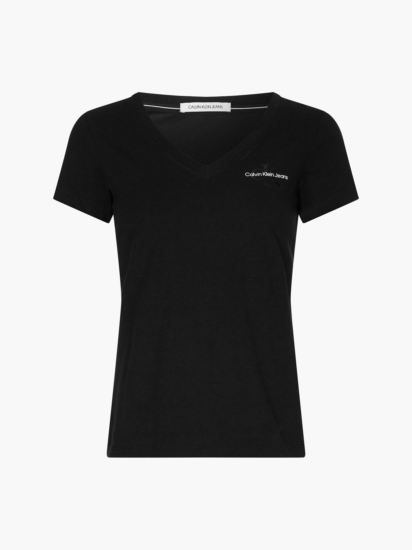 Polera Monogram Logo V-Neck Negro Calvin Klein-4