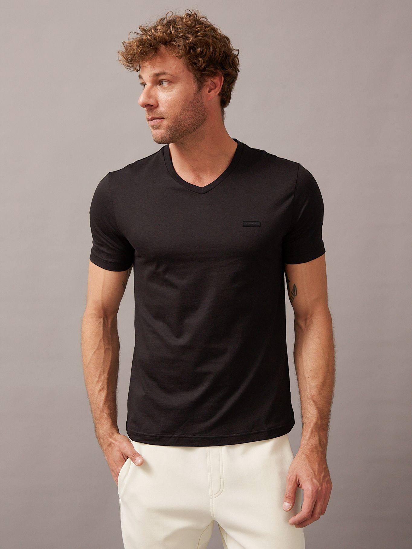 Polera Smooth Cotton VNeck Negro Calvin Klein-0