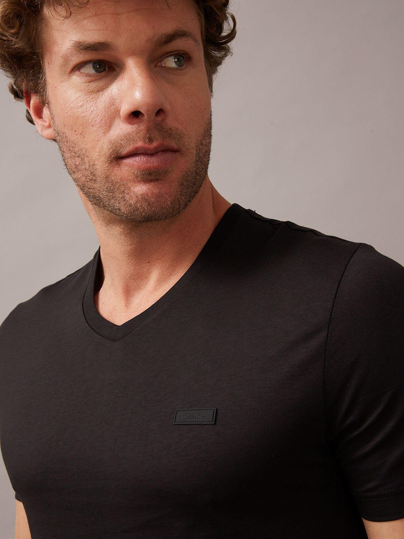 Polera Smooth Cotton VNeck Negro Calvin Klein-3