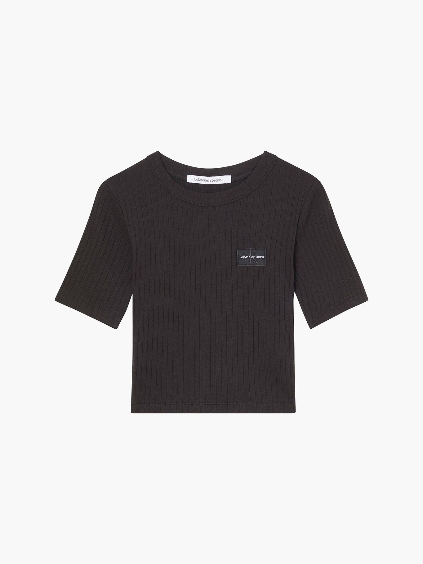 Polera Badge Slim Rib Short Negro Calvin Klein-4