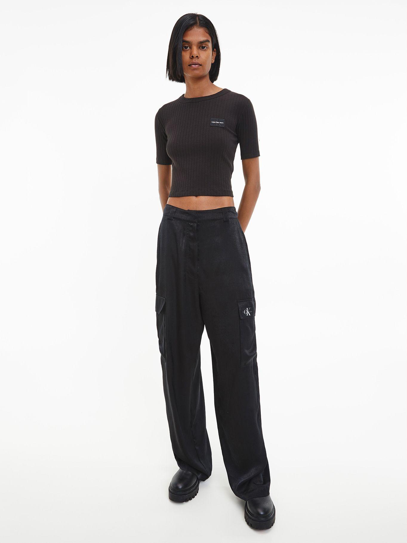 Polera Badge Slim Rib Short Negro Calvin Klein-1