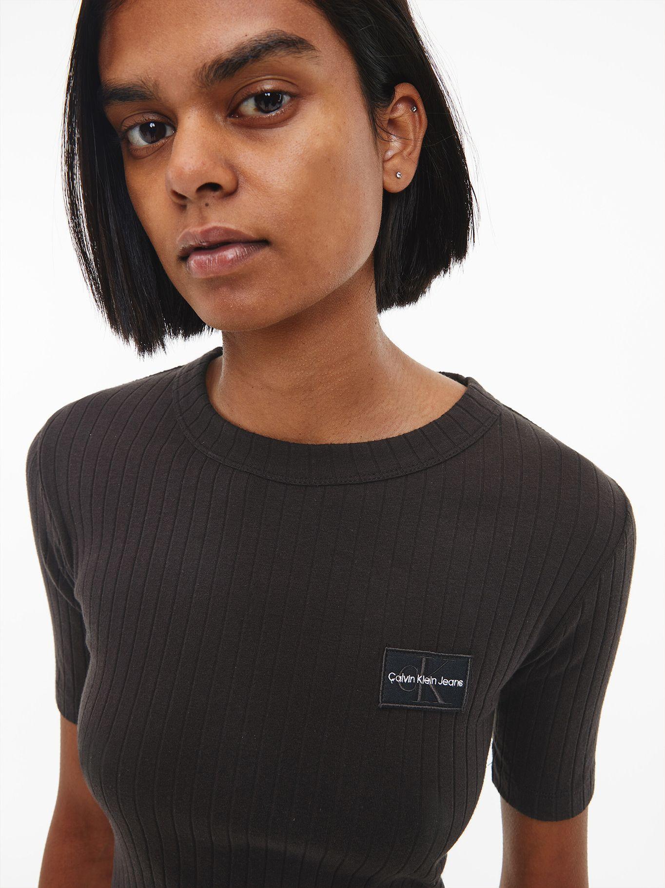 Polera Badge Slim Rib Short Negro Calvin Klein-3