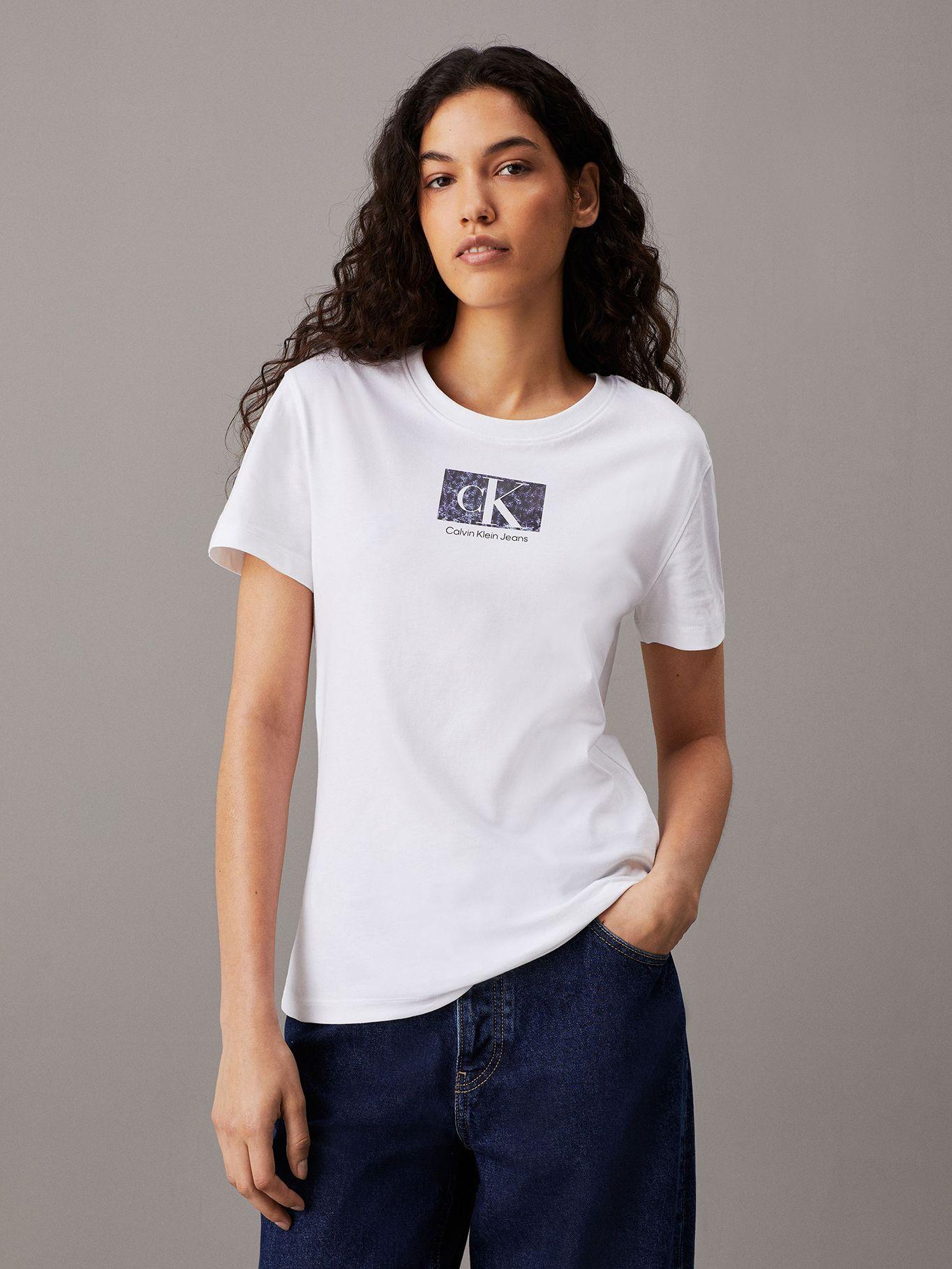 Polera Printed Box Slim Blanco Calvin Klein-0
