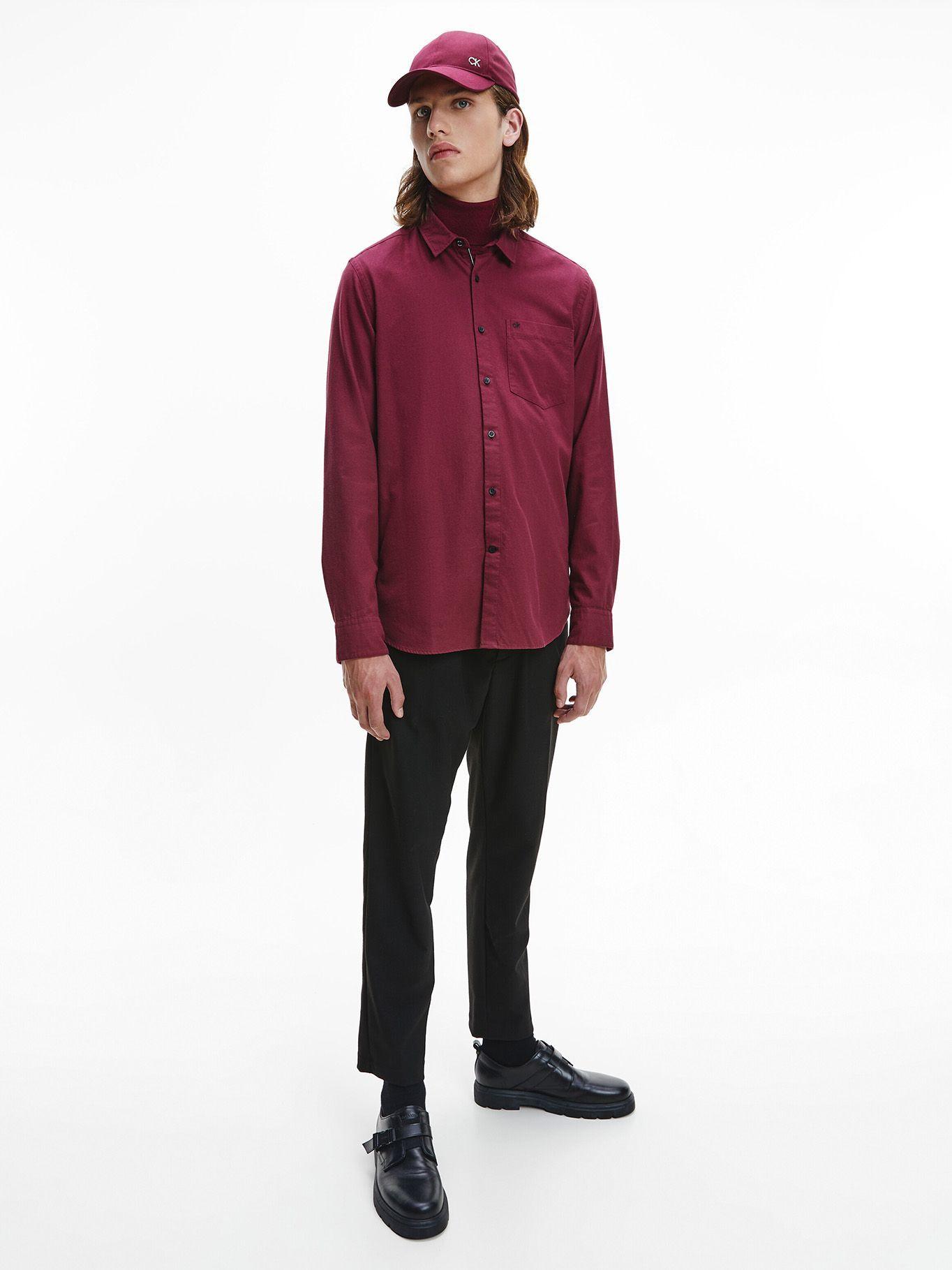 Camisa Regular Fit Flannel Burdeo Calvin Klein-1