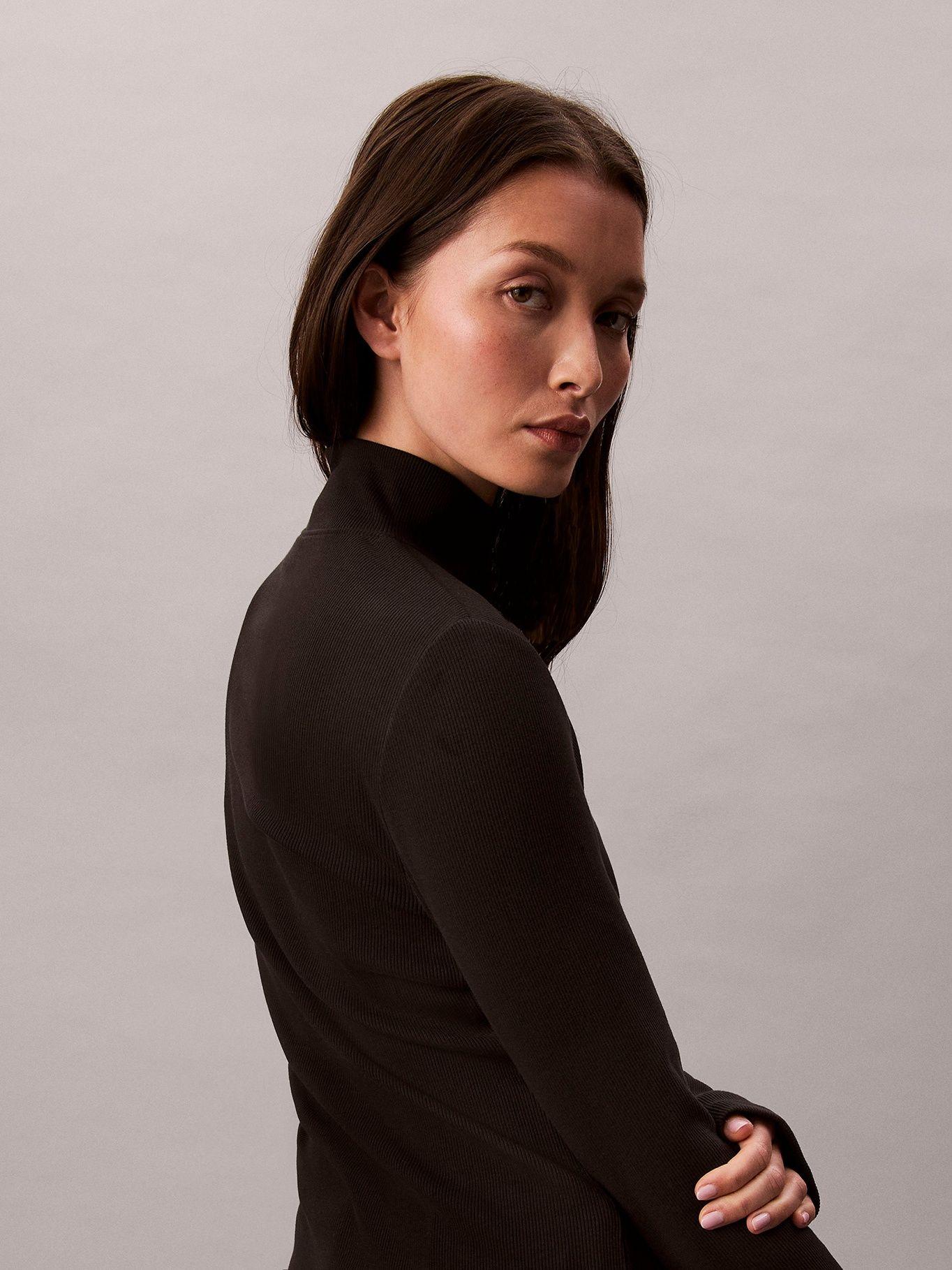 Polera Manga Larga Cuello Tortuga Negro Calvin Klein-4