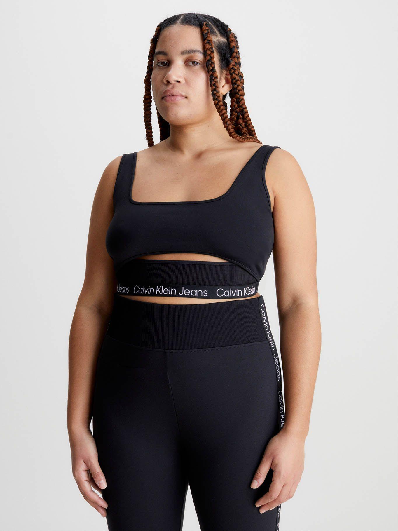 Top de corpiño de punto de punto milano con recorte Negro Calvin Klein-4