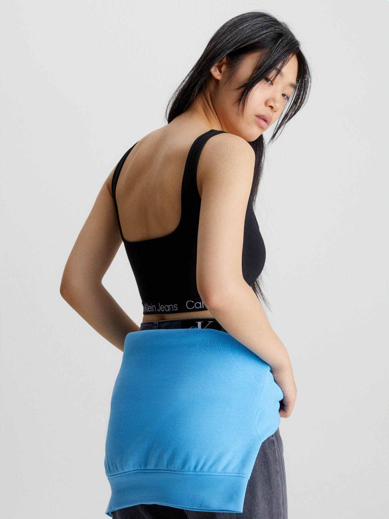 Top de corpiño de punto de punto milano con recorte Negro Calvin Klein-2