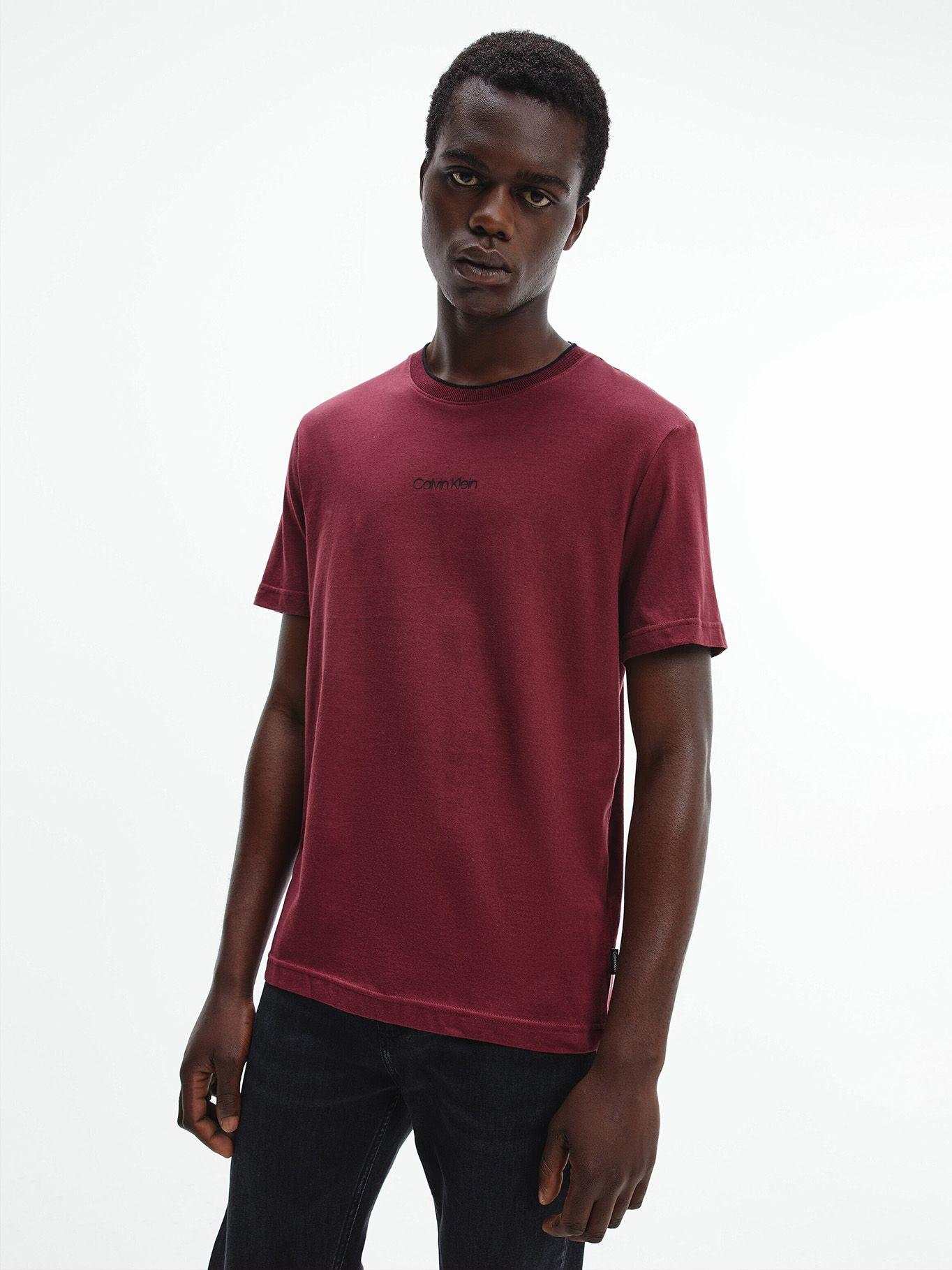 Polera Cotton Center Logo Burdeo Calvin Klein-0