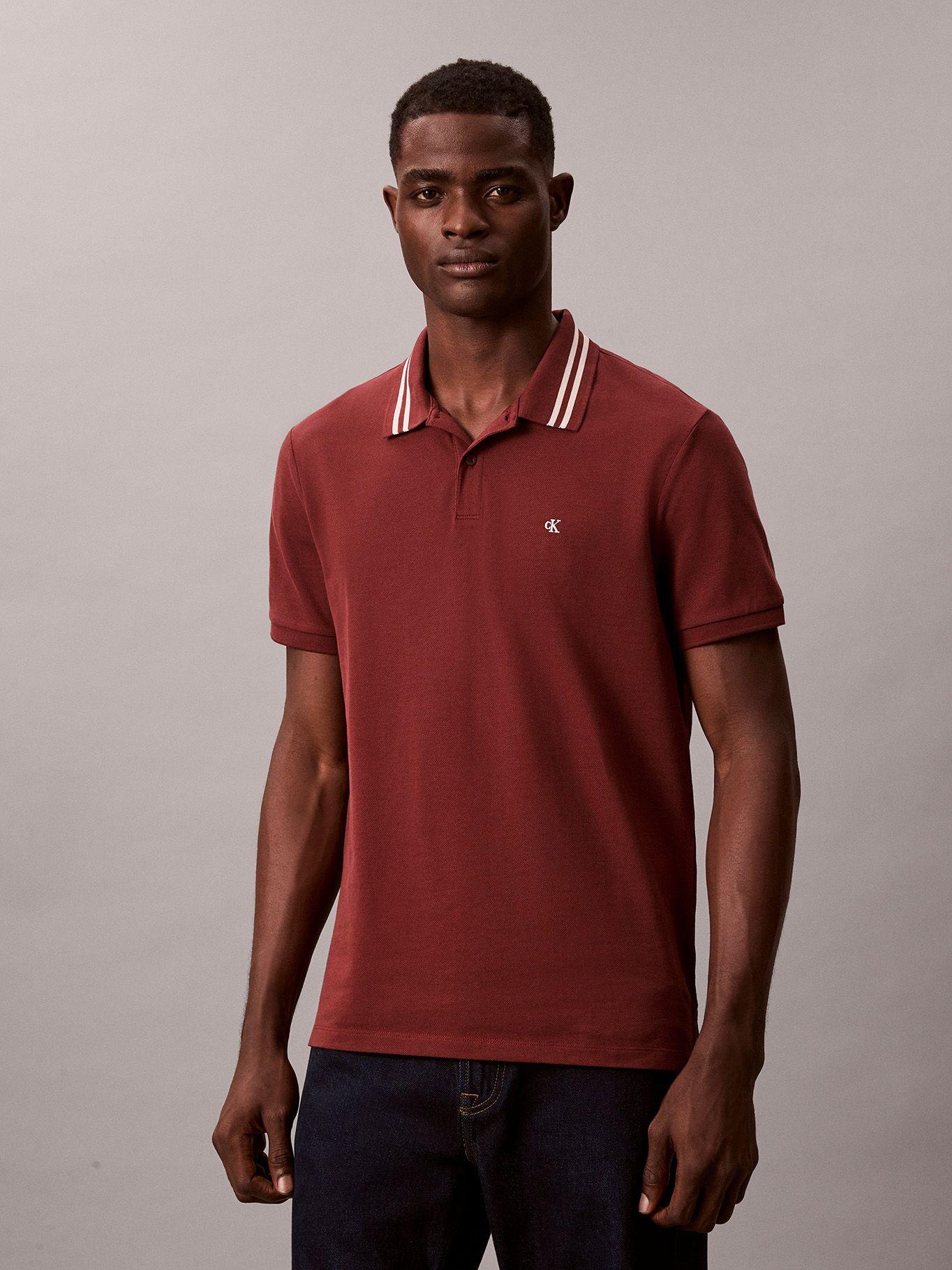 Polo con Contraste en Cuello Burdeo Calvin Klein-0