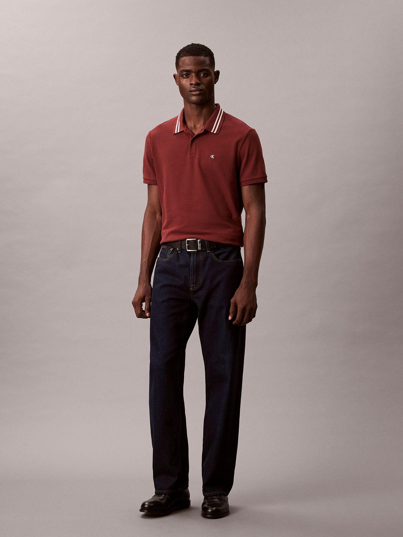 Polo con Contraste en Cuello Burdeo Calvin Klein-1