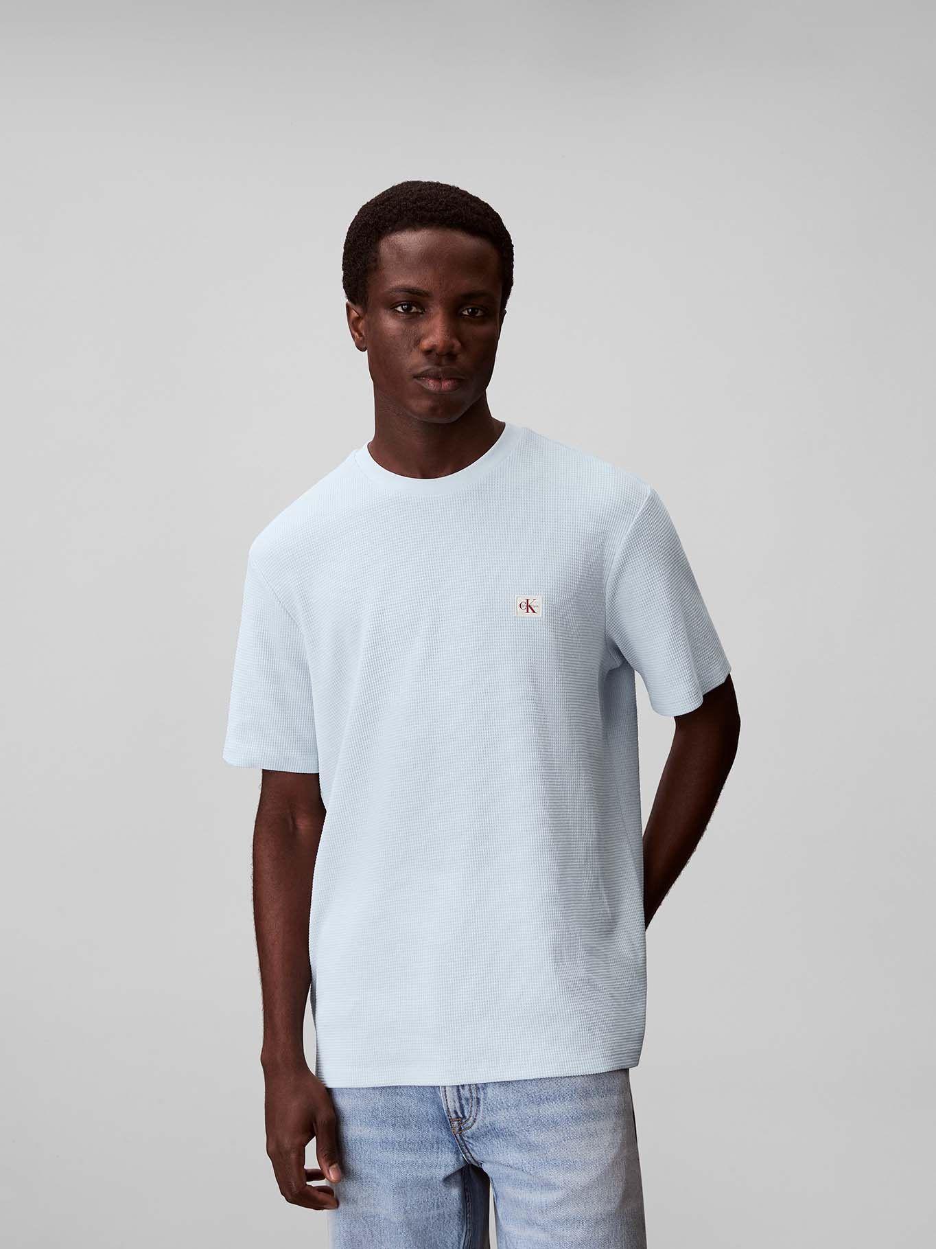 Polera en Tejido Waffle y Etiqueta Celeste Calvin Klein-0