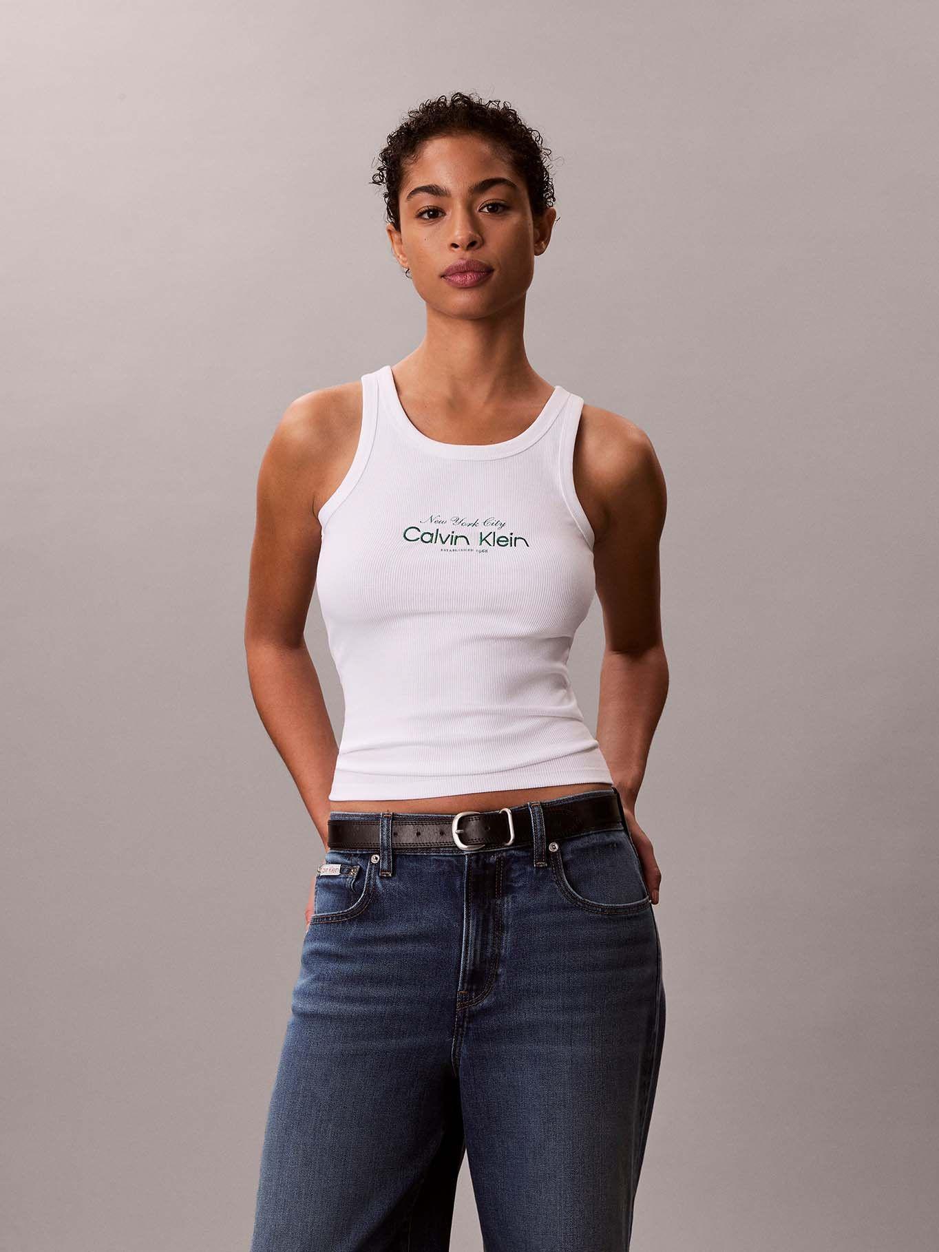 Polera sin Mangas Logo NYC Blanco Calvin Klein-0