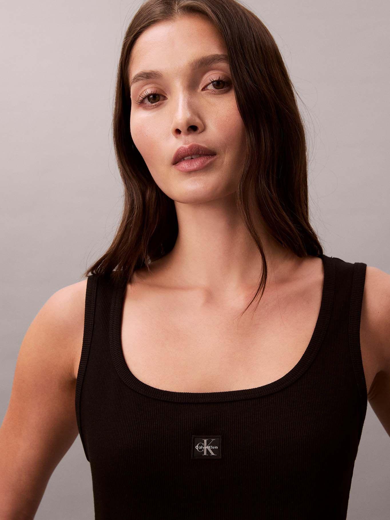 Vestido de Punto con Tirantes Negro Calvin Klein-5