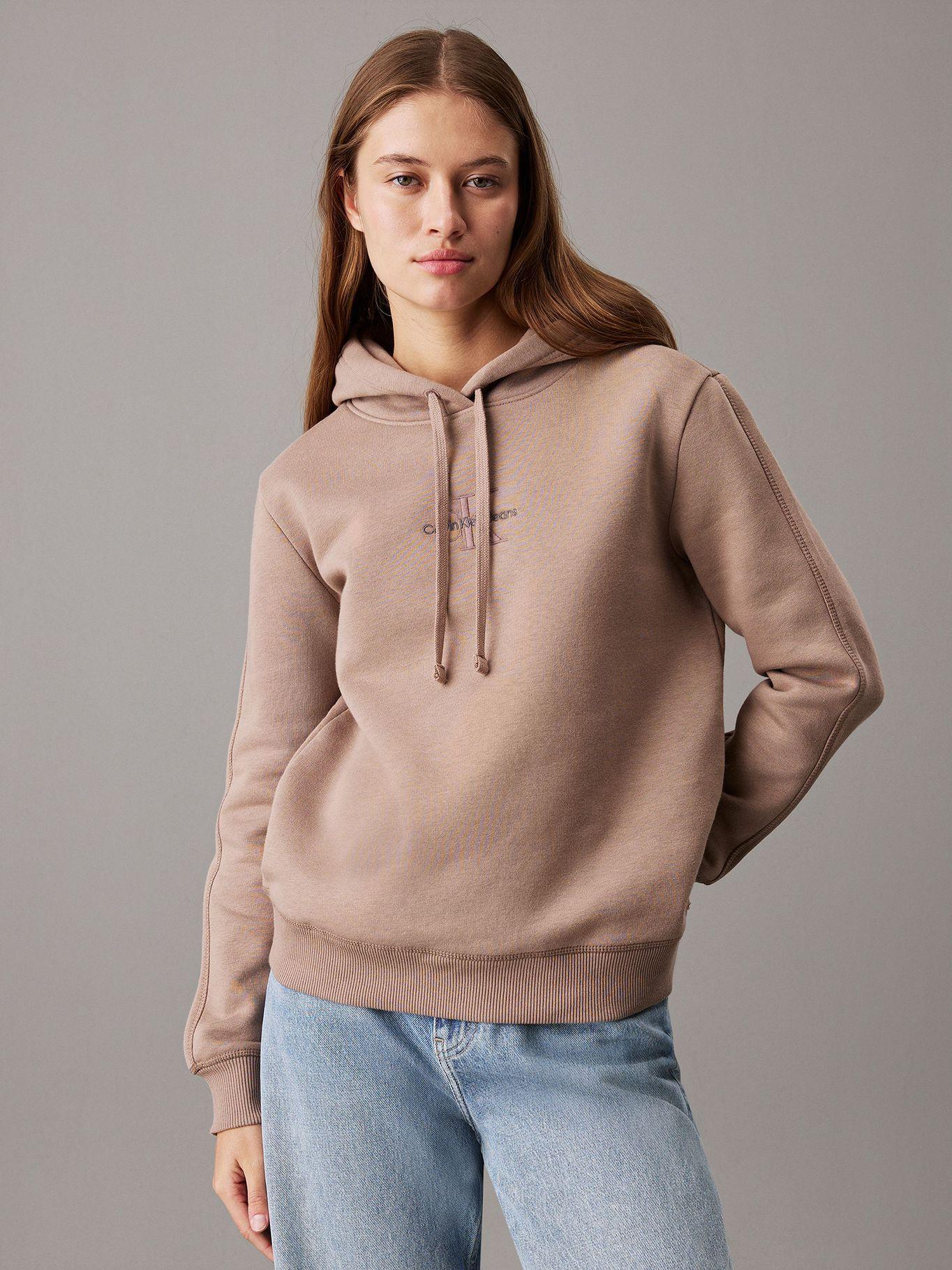 Polerón de felpa con gorro y Beige Calvin Klein-0