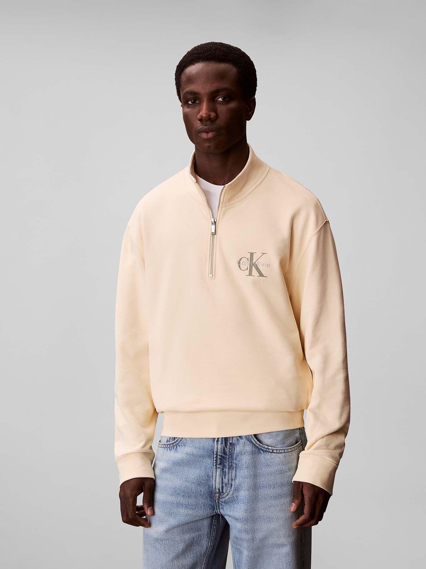 Polerón Terry con Cremallera Crema Calvin Klein-0