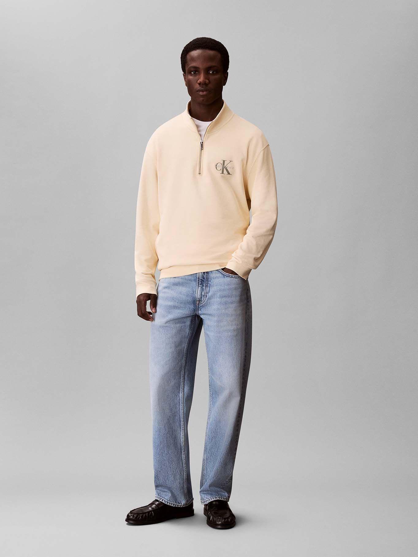 Polerón Terry con Cremallera Crema Calvin Klein-1