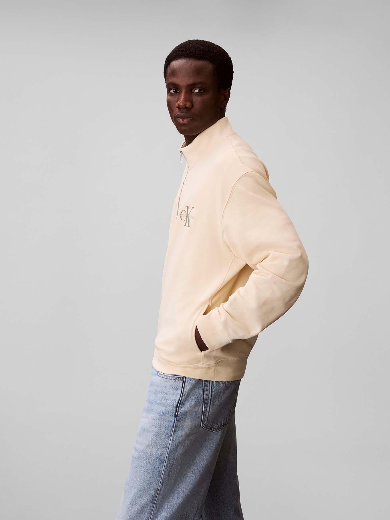 Polerón Terry con Cremallera Crema Calvin Klein-3