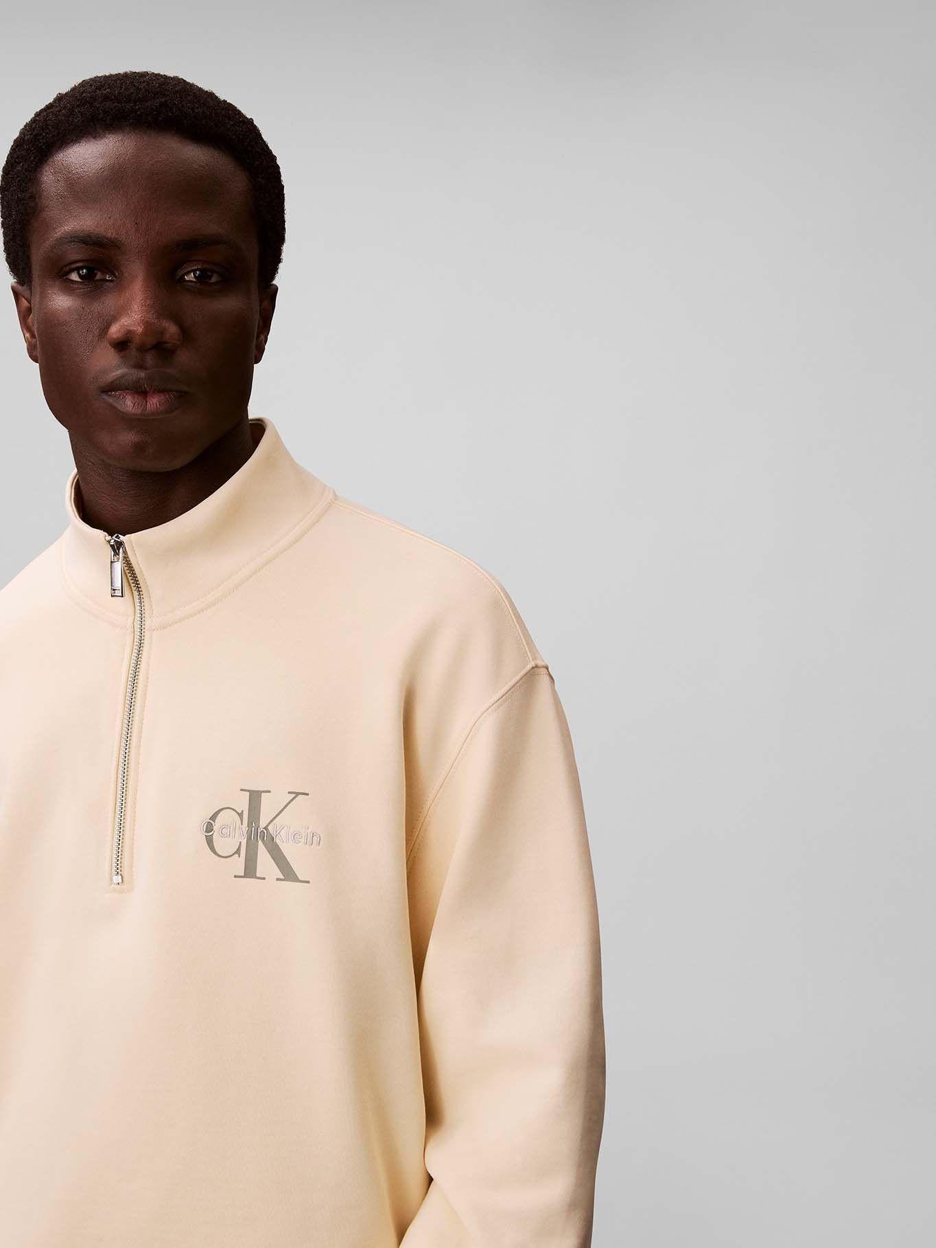 Polerón Terry con Cremallera Crema Calvin Klein-4