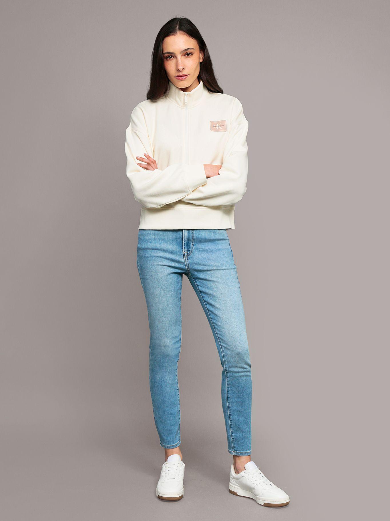 Polerón de felpa con cierre parcial Beige Calvin Klein-1